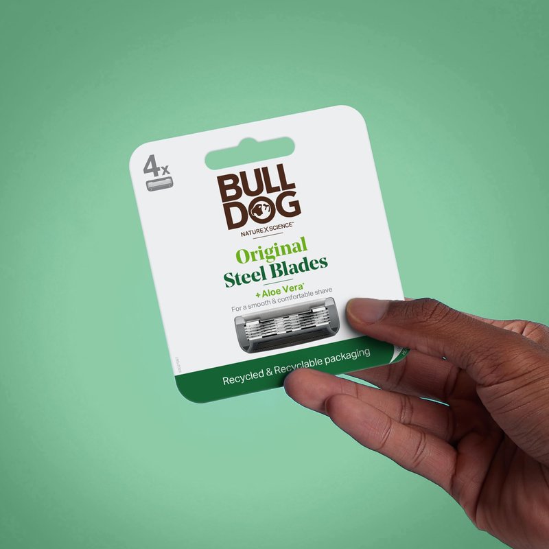 Bulldog Mens Skincare and Grooming Original Razor Blades Refills for Men, 4 Count