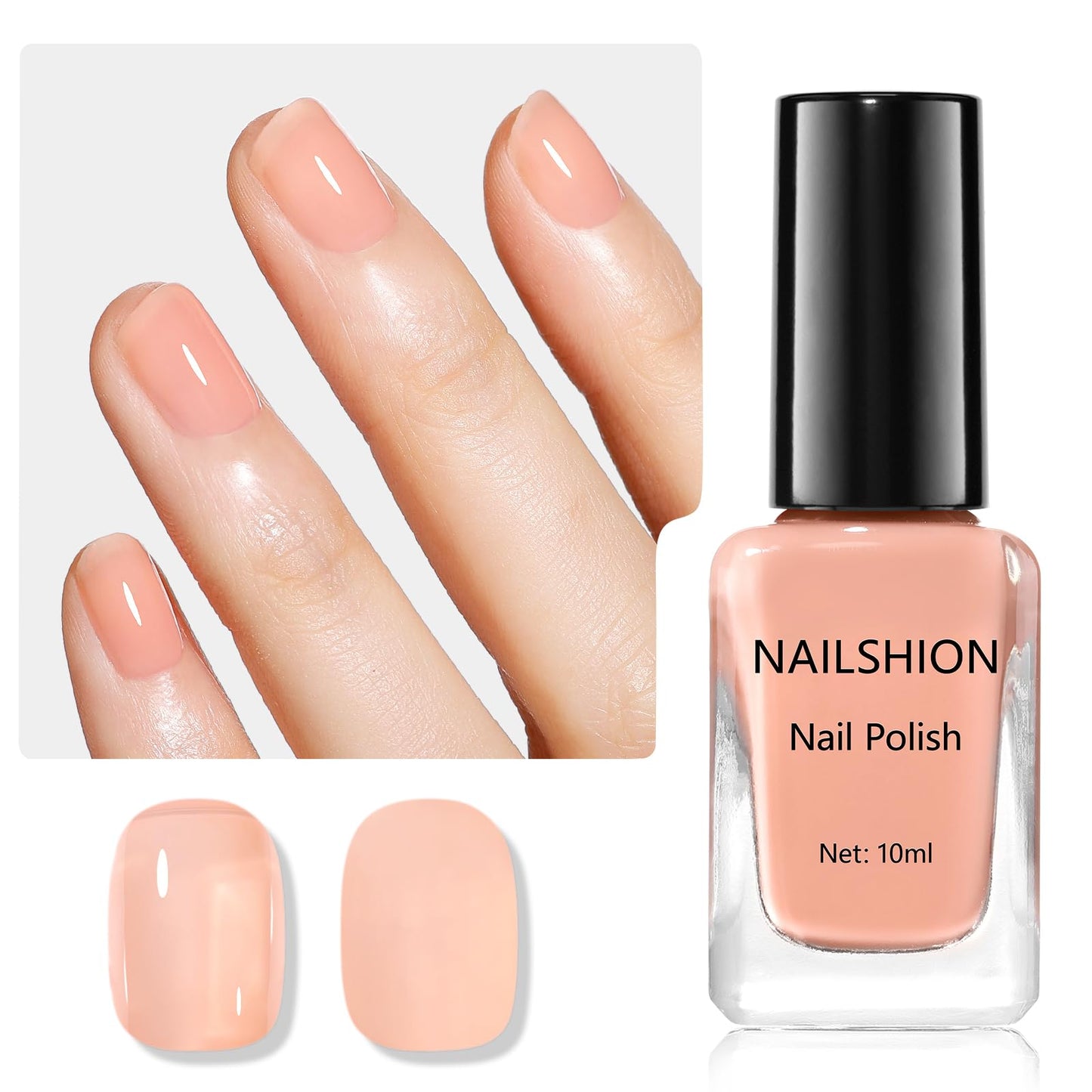 Nailshion Jelly Nail Polish Sheer Peachy Nude, Air-Dry & Non-Gel