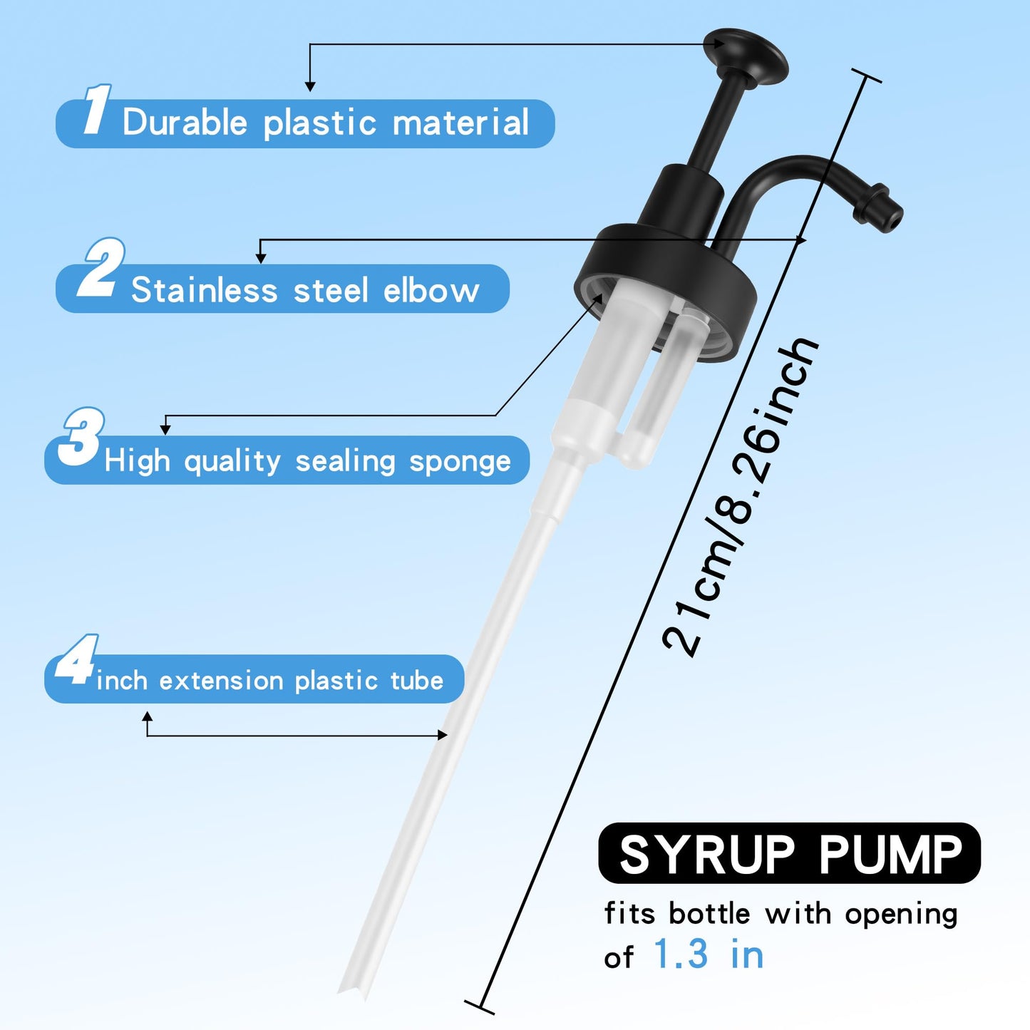 Soap Dispensers Pump Replacement, Made of ABS Material 1.3 in (33 mm) Neck Bottles for Lotion & Soap Pump Heads (Black)
