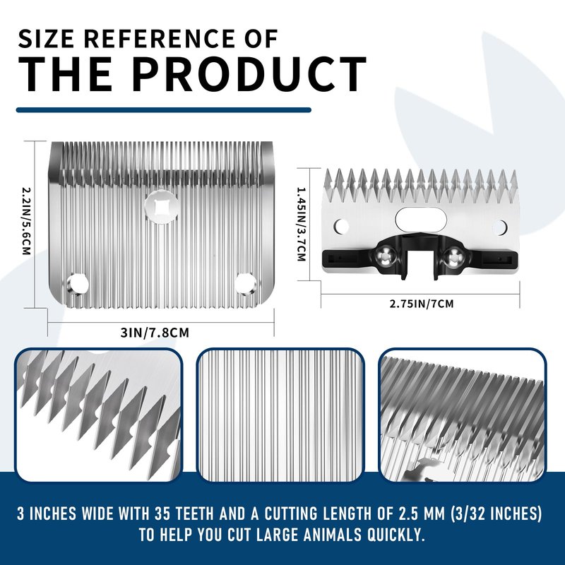 Loarysk A2/AC Medium Blade Compatible with Lister Star, Legend, Liberty, and Fusion Animal Clippers,Made of Stainless Steel,Cut Length 3/32 in(2.5 mm) (Medium Blade 1PACK)