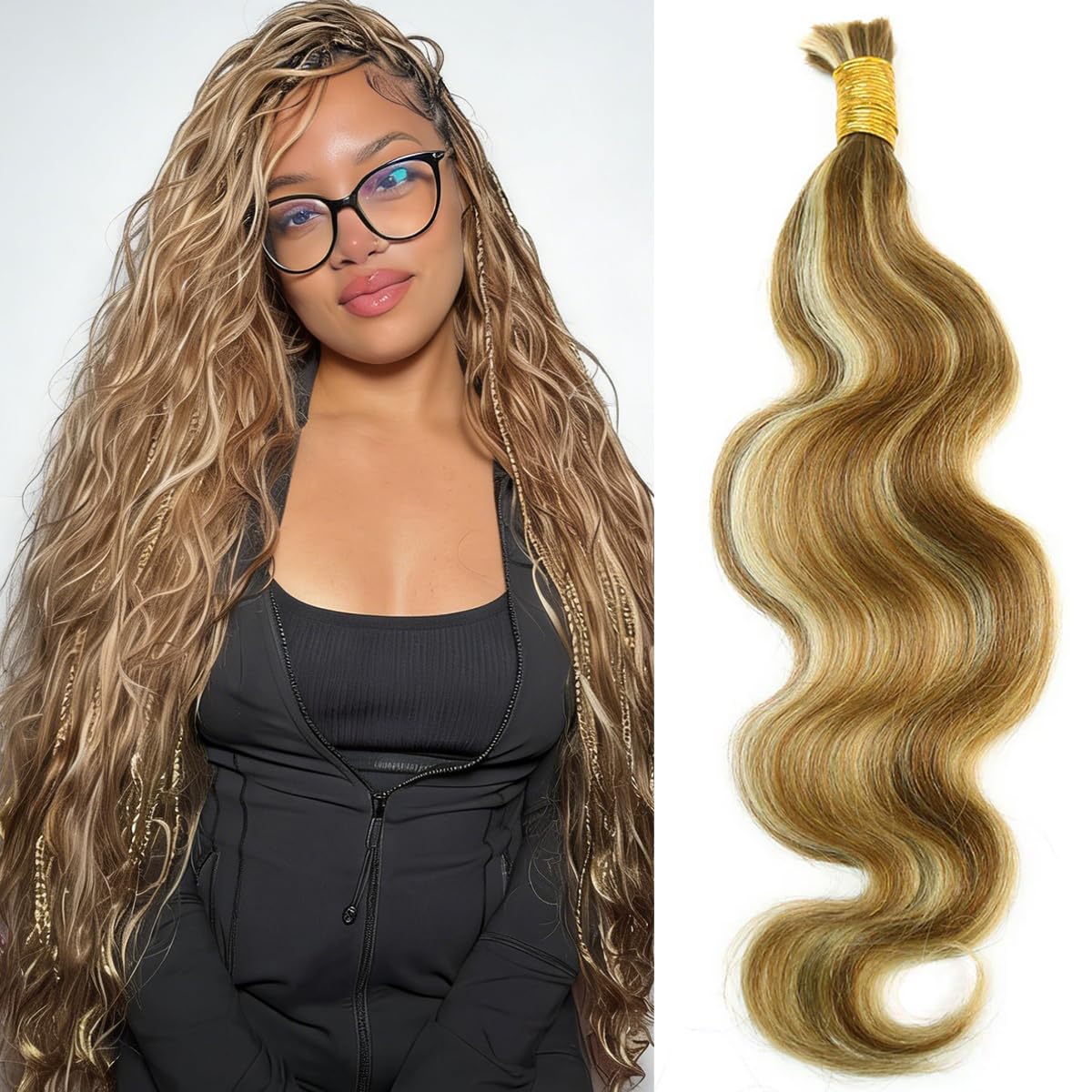 Human Braiding Hair - 100% Virgin Water Wave for Boho Braids | 14 Inch, 50G