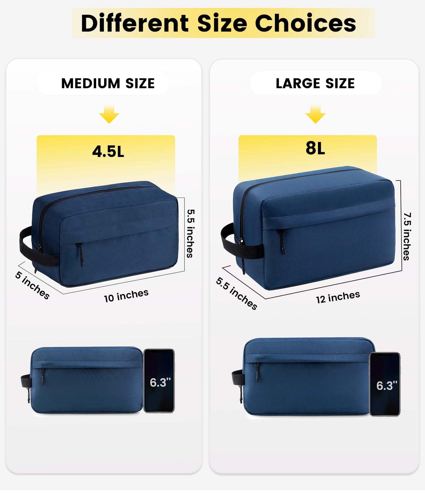 Vorspack Travel Toiletry Bag for Men - Hanging Toiletries Bag Water Resistant Travel Bag for Toiletries Accessories - Navy Blue