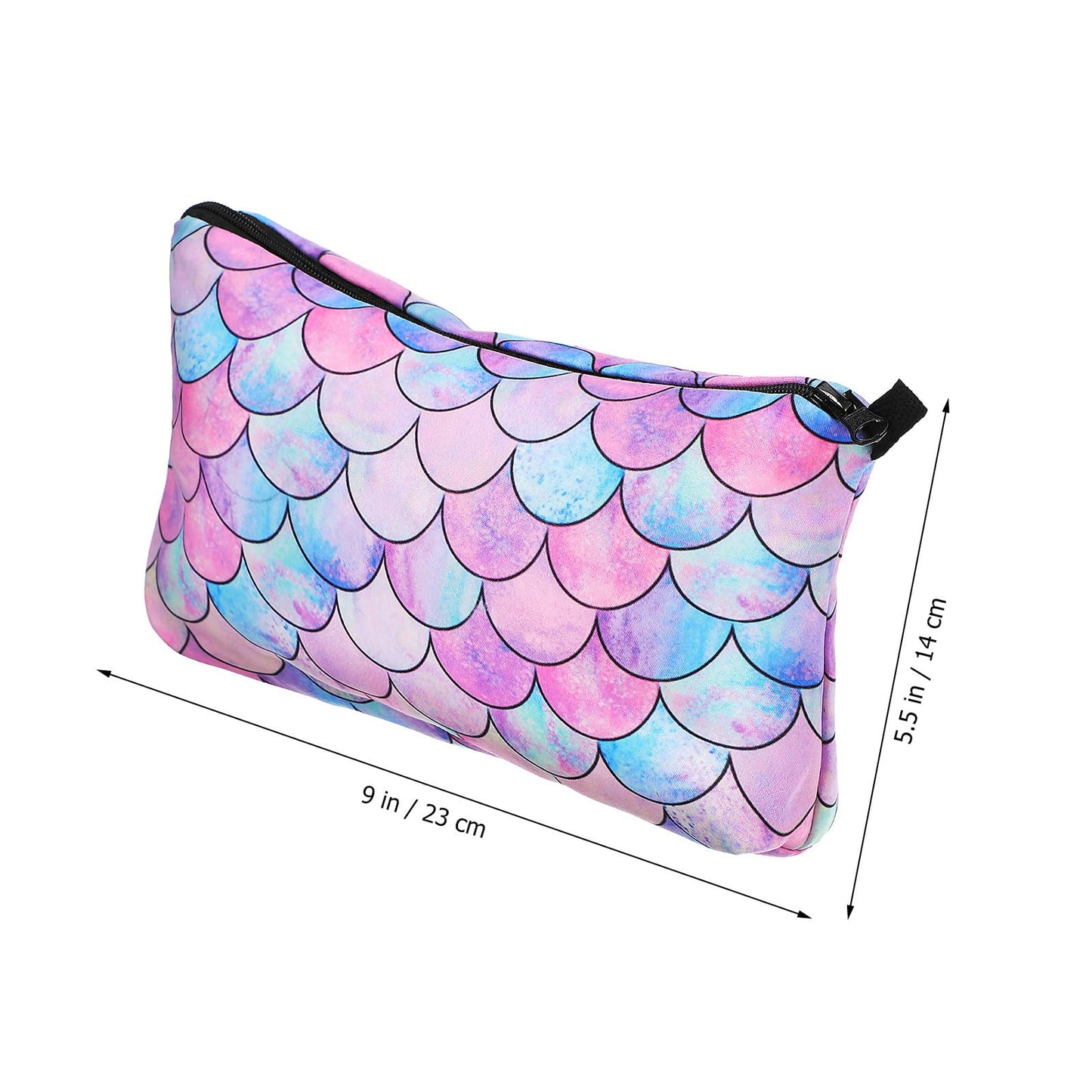 Mermaid Makeup Bag Travel Cosmetic Bag Zipper Pouch Women Cosmetic Organizer for Brushes Toiletry Makeup Pouch Storage Lightweight Wrist Strap 9.05 X 5.51 X 0.19 in