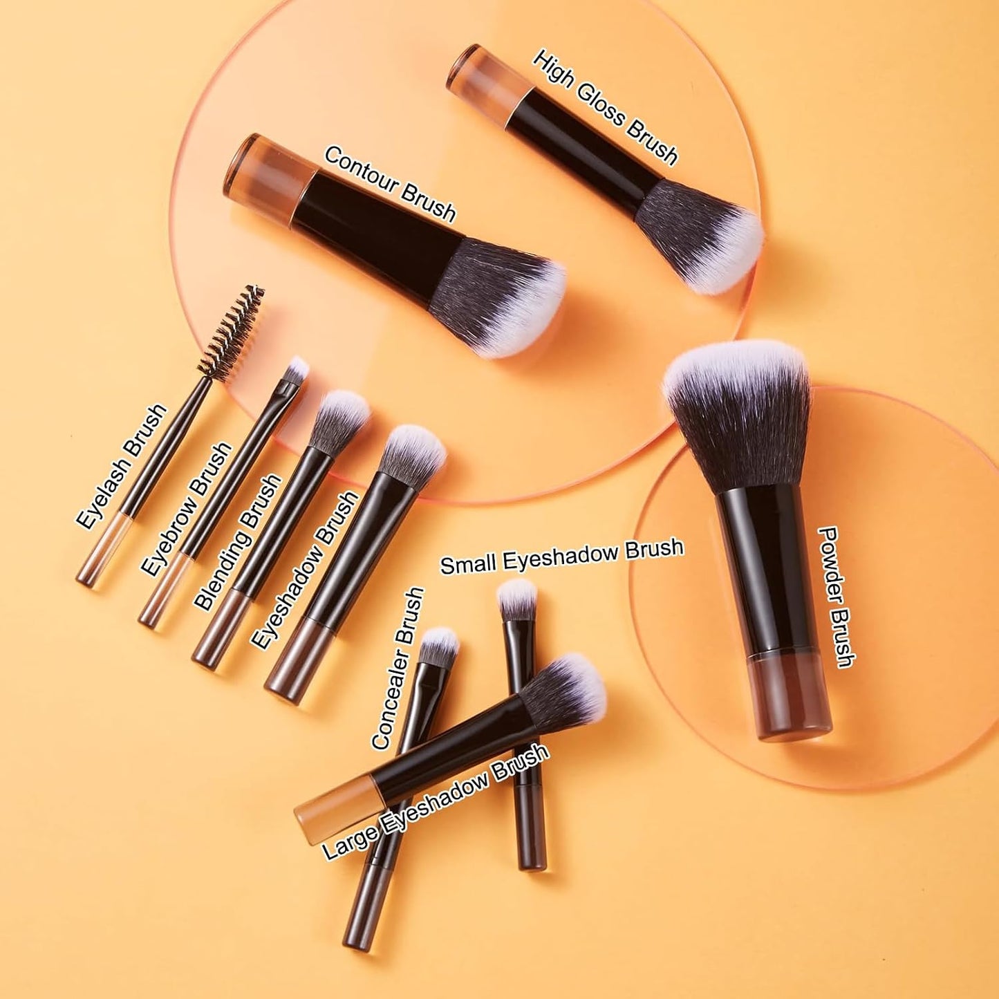 Travel Makeup Brush Set - 10 Mini Brushes with Pouch for Flawless Makeup | Portable Cosmetic Brushes