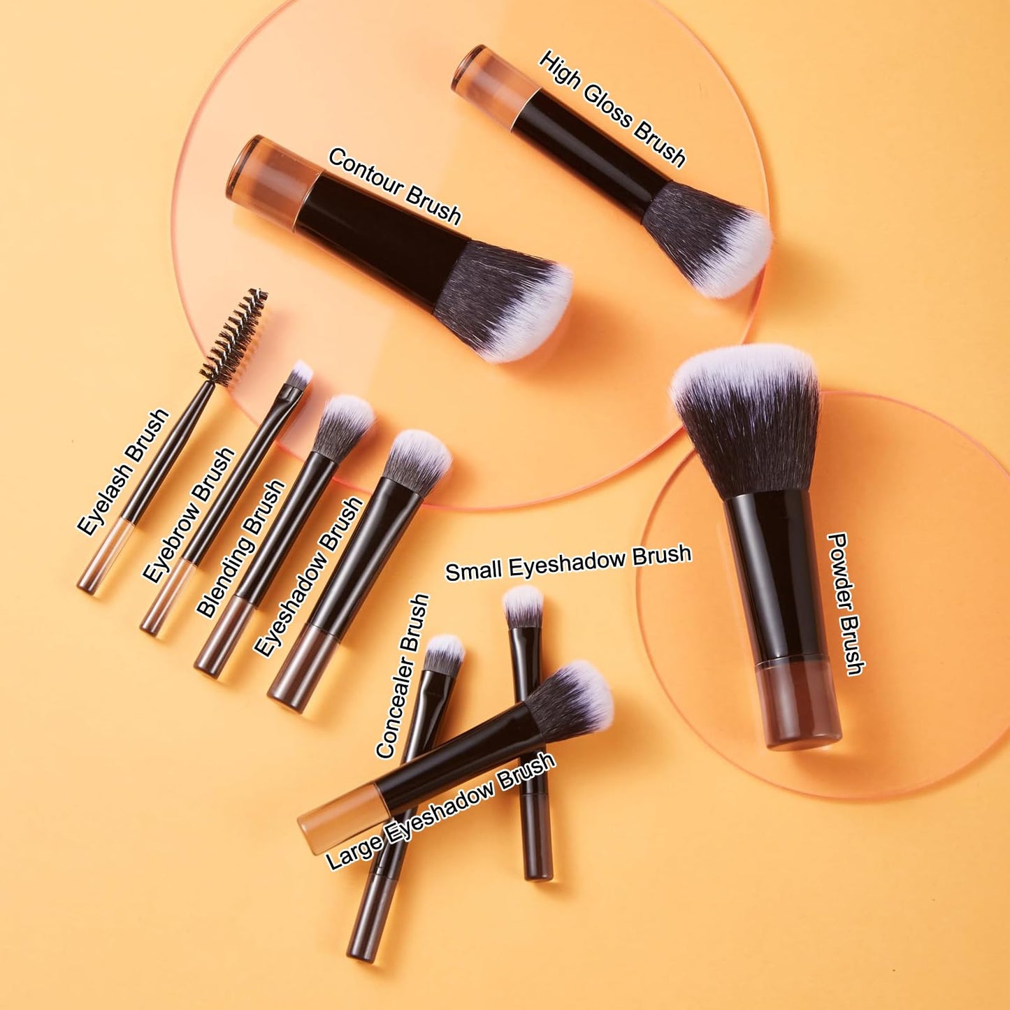 Kingtree Travel Makeup Brush Set, 10Pcs Mini Makeup Brushes with Pouch Portable ON THE GO Makeup Brush Travel Set, Easy-taken Full Complete Function Cosmetic Brushes for Flawless Makeup Looks