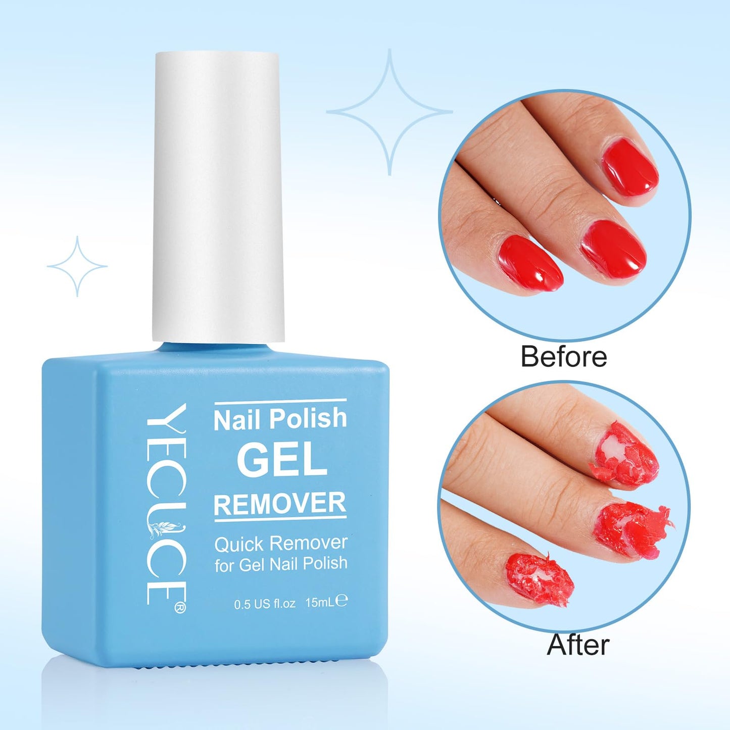Gel Nail Polish Remover, Gel Polish Remover for Nails, Professional Remove Nail Polish Within 3-5 Minutes - Quick & Easy with Cuticle Pusher and Nail Polish Scraper Tools