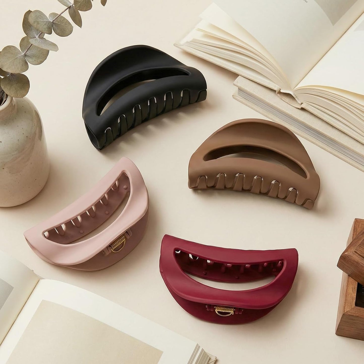Large Soft Matte Claw Clips - 4Pcs Non-Slip Strong Hold for Thick/Curly Hair | 4.1" Durable Design