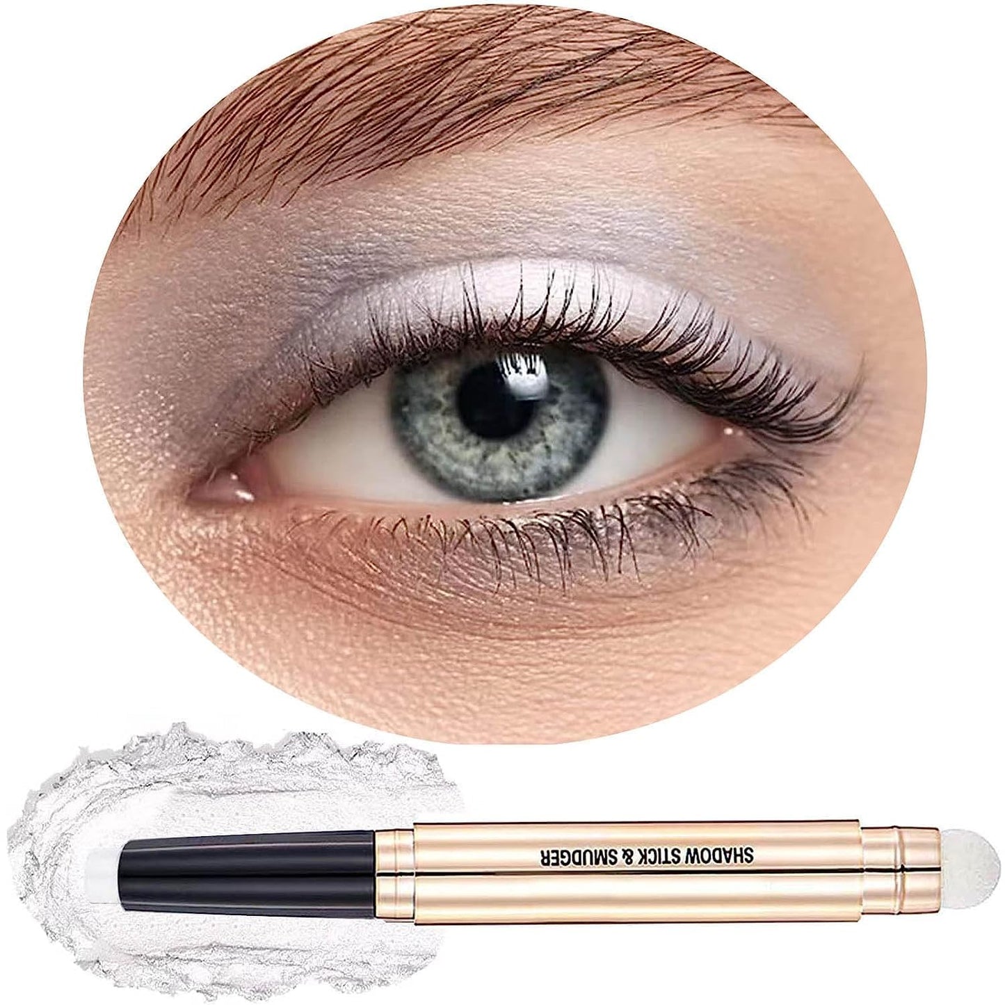 Light Gold Eyeshadow Stick - Waterproof Hypoallergenic Crayon Makeup | Long-Lasting Shimmer with Soft Brush