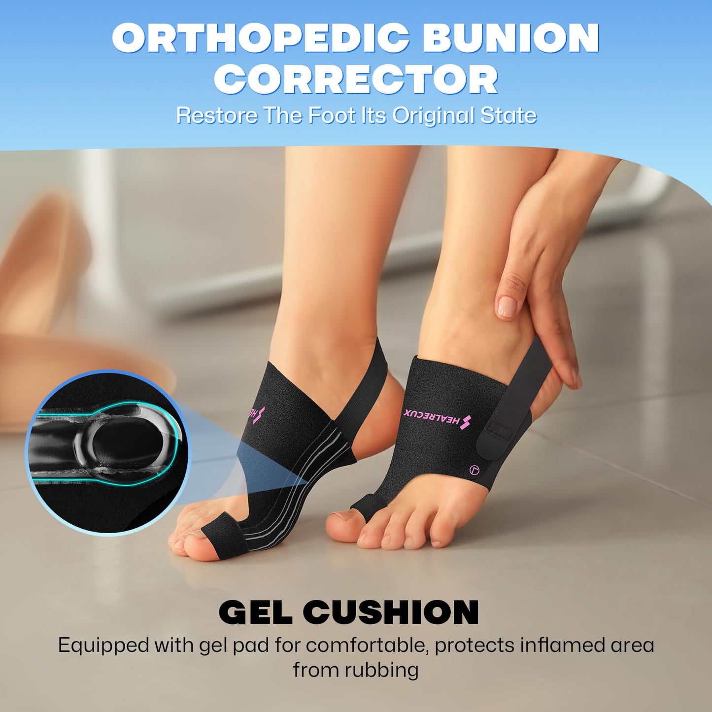 Healrecux Bunion Corrector & Hammer Toe Splint - with Flexible Steel Springs & Cushion Pad, Hallux Valgus Corrector for Strong Alignment & Pain Relief, Bunion Brace for Women Men - Pink Stripes