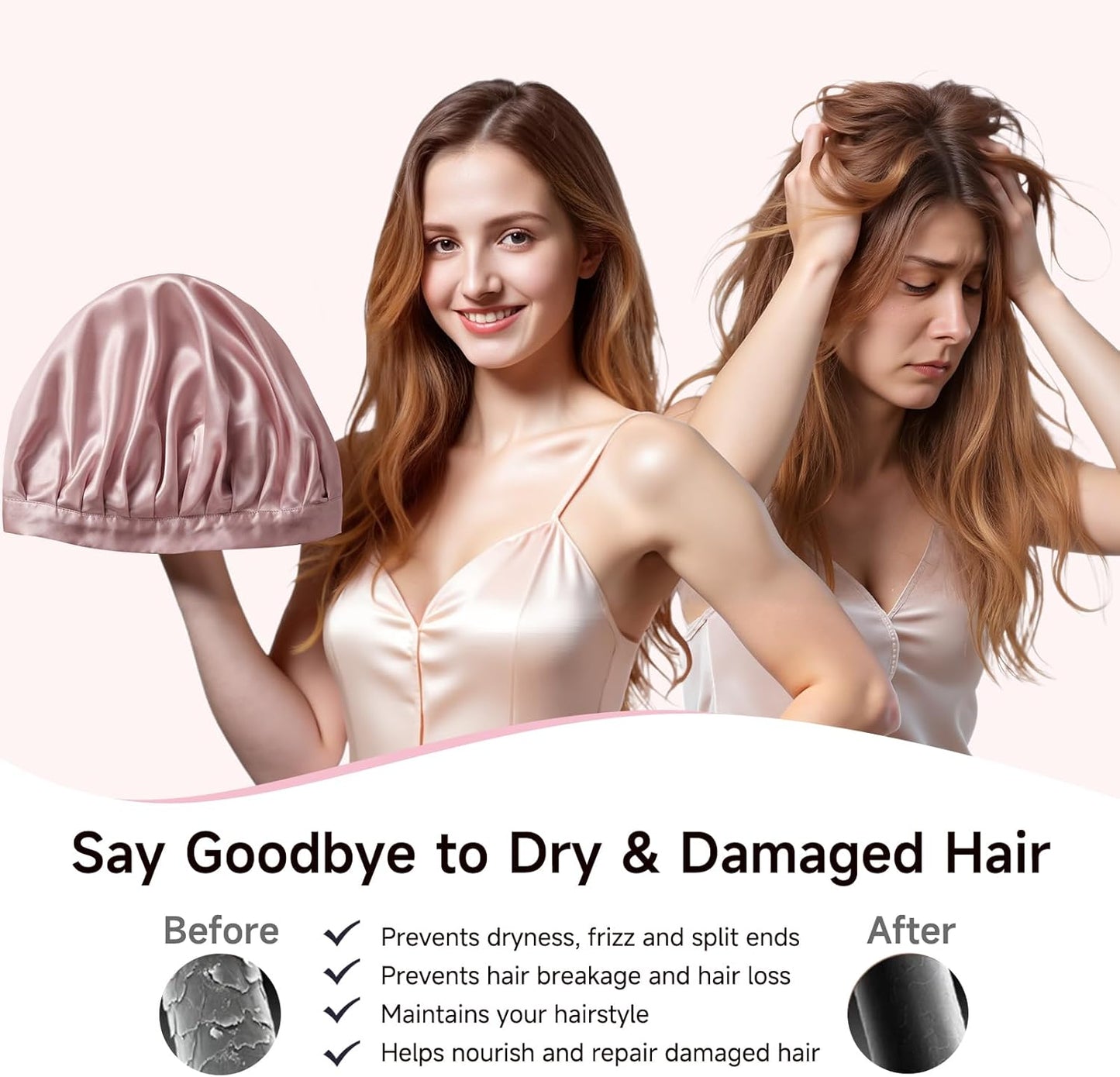 100% Mulberry Silk Bonnet for Women - 22 Momme Double Layer Non-Slip Sleep Cap | Adjustable Hair Wrap