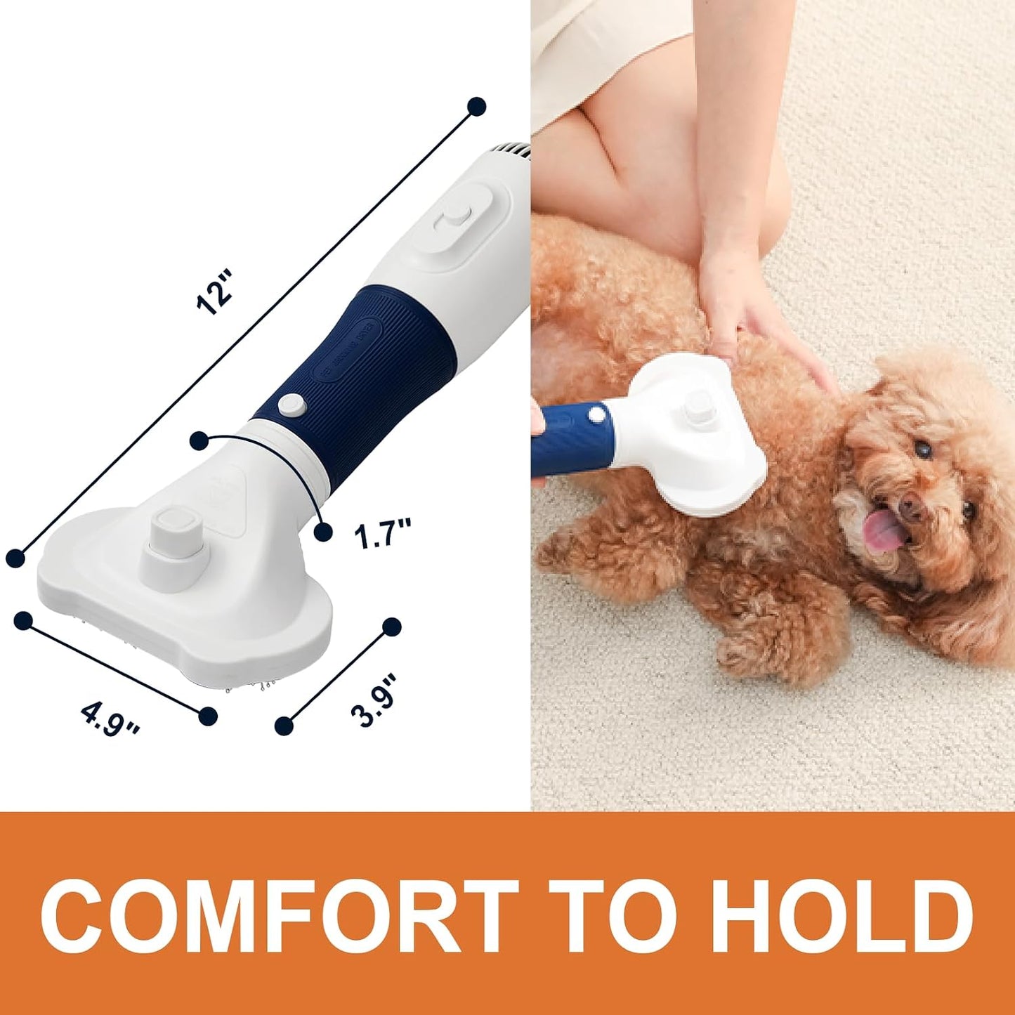3-in-1 Dog Grooming Dryer - Professional Pet Blow Dryer with Adjustable Temperature, Quiet & Portable Design
