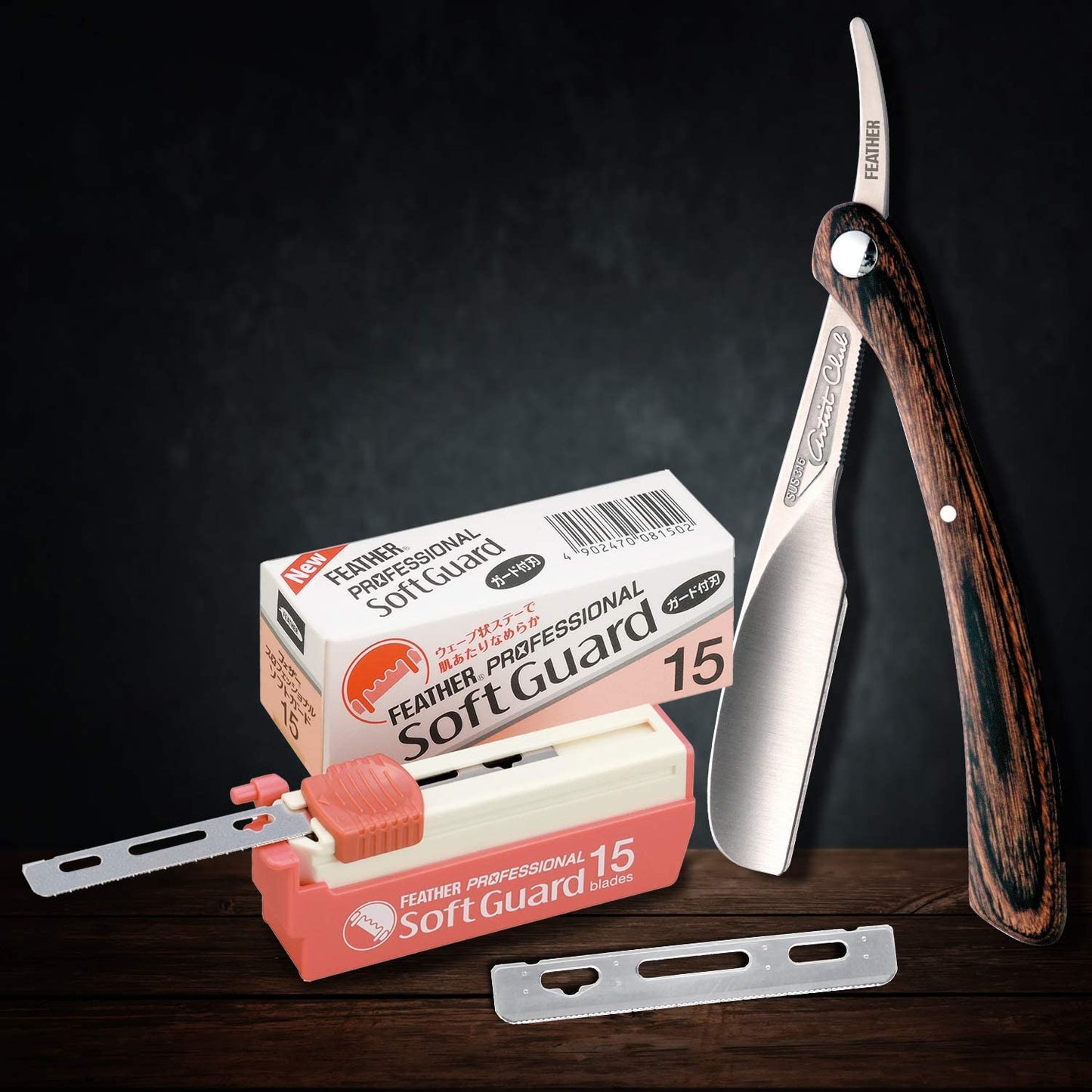 Feather Artist Club ProSoft Guard Razor Blades - 5 Pack of 15 - Single Straight Edge Razor Blade with Guard Refills for Shaving - For Men, Women, & Barbers