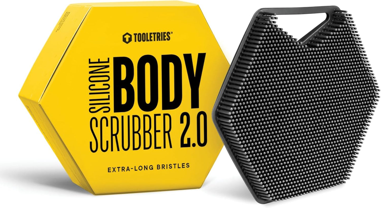 Premium Silicone Body Scrubber 2.0 - Hygienic Exfoliating Shower Scrubber for Sensitive Skin | Quick Drying & Long-Lasting - Charcoal