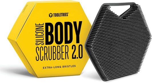 Premium Silicone Body Scrubber 2.0 - Hygienic Exfoliating Shower Scrubber for Sensitive Skin | Quick Drying & Long-Lasting - Charcoal