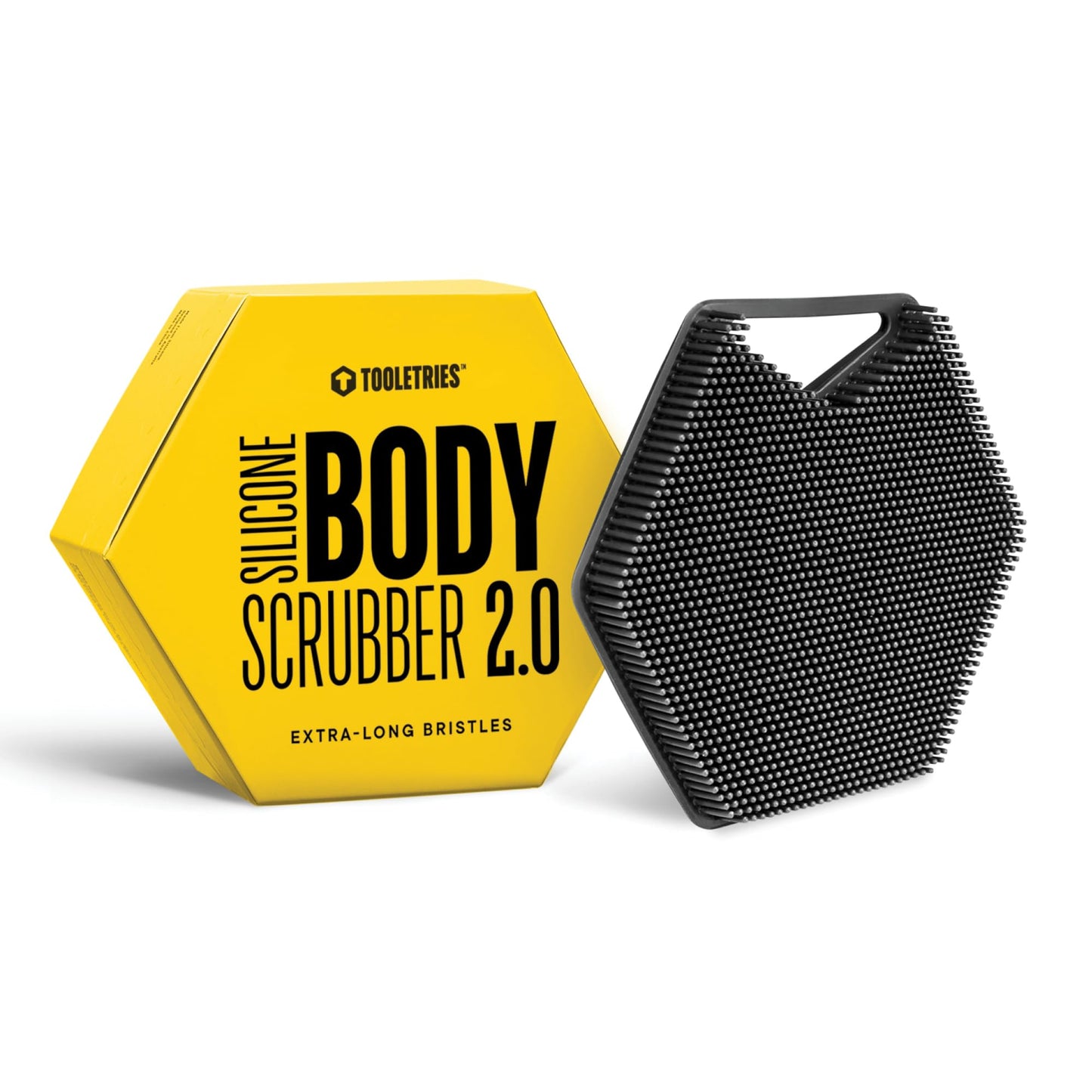 TOOLETRIES Premium Silicone Body Scrubber 2.0, Hygienic Loofah Alternative, Exfoliating Shower Scrubber for Sensitive Skin, Quick Drying & Long-Lasting Bathroom Essentials for Men & Women - Charcoal