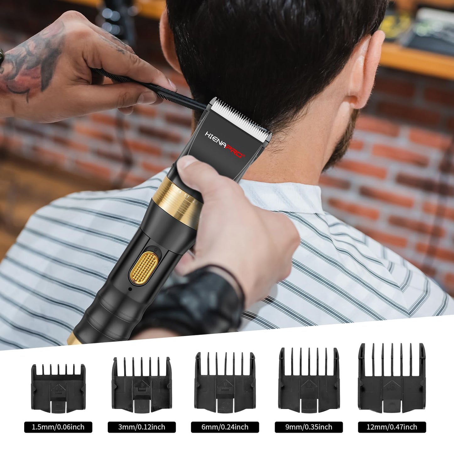 HIENA PRO Professional Hair Clippers for Men, Cordless Rechargeable Hair Clipper, Clipper and Trimmer for Hair Cutting, Low Noise Hair Cutting Tools, Gifts for Men