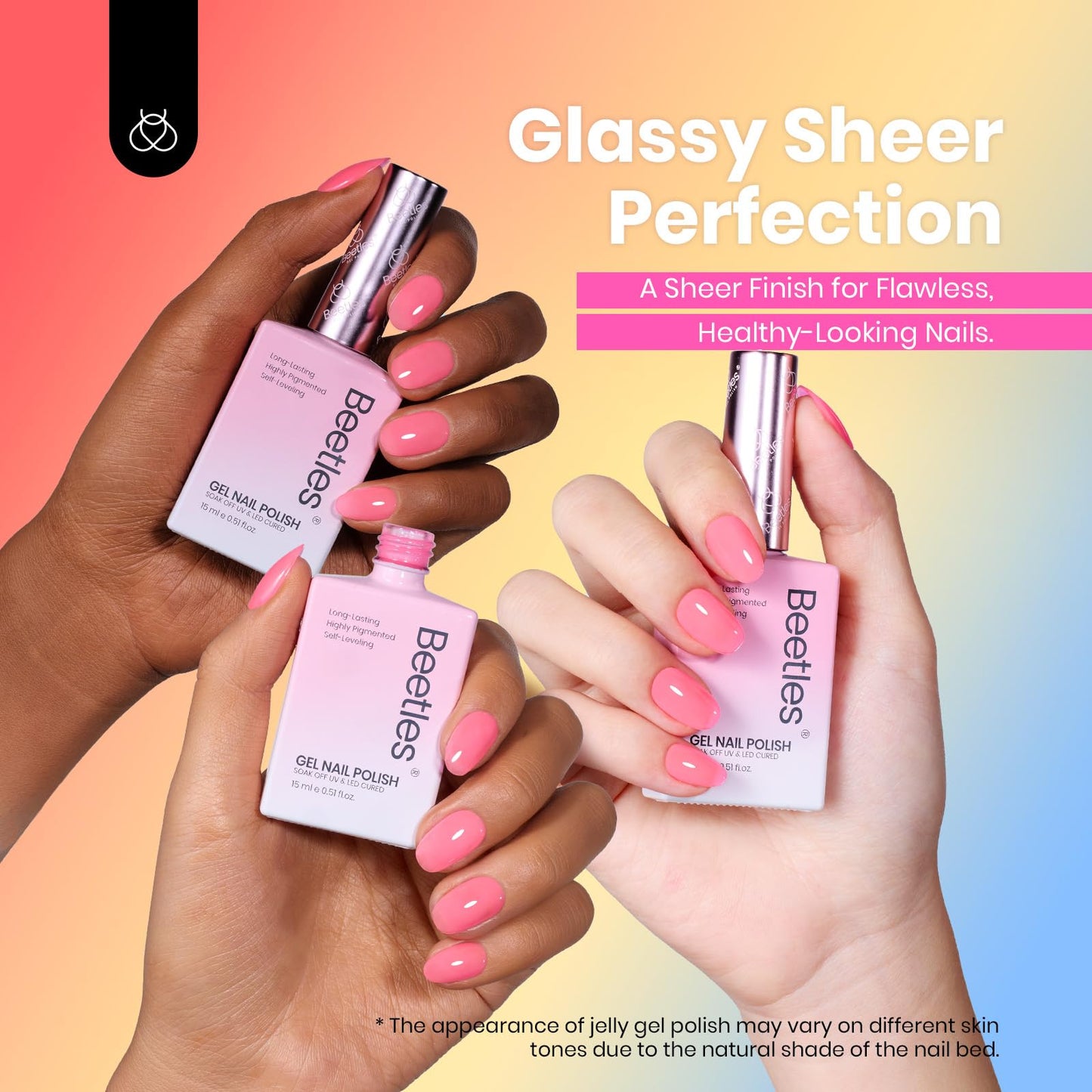 Beetles Jelly Gel Polish Set, 6 Colors 15ML Full Size HEMA-Free Neon Gel