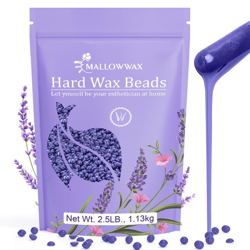 Mallowwax Hard Wax Beads 2.5lb for Hair Removal – Low-Temp Waxing Beads for Brazilian, Bikini, Face & Body – Full-Body Hard Wax for Coarse or Fine Hair, Gentle for Sensitive Skin, Home or Salon Use