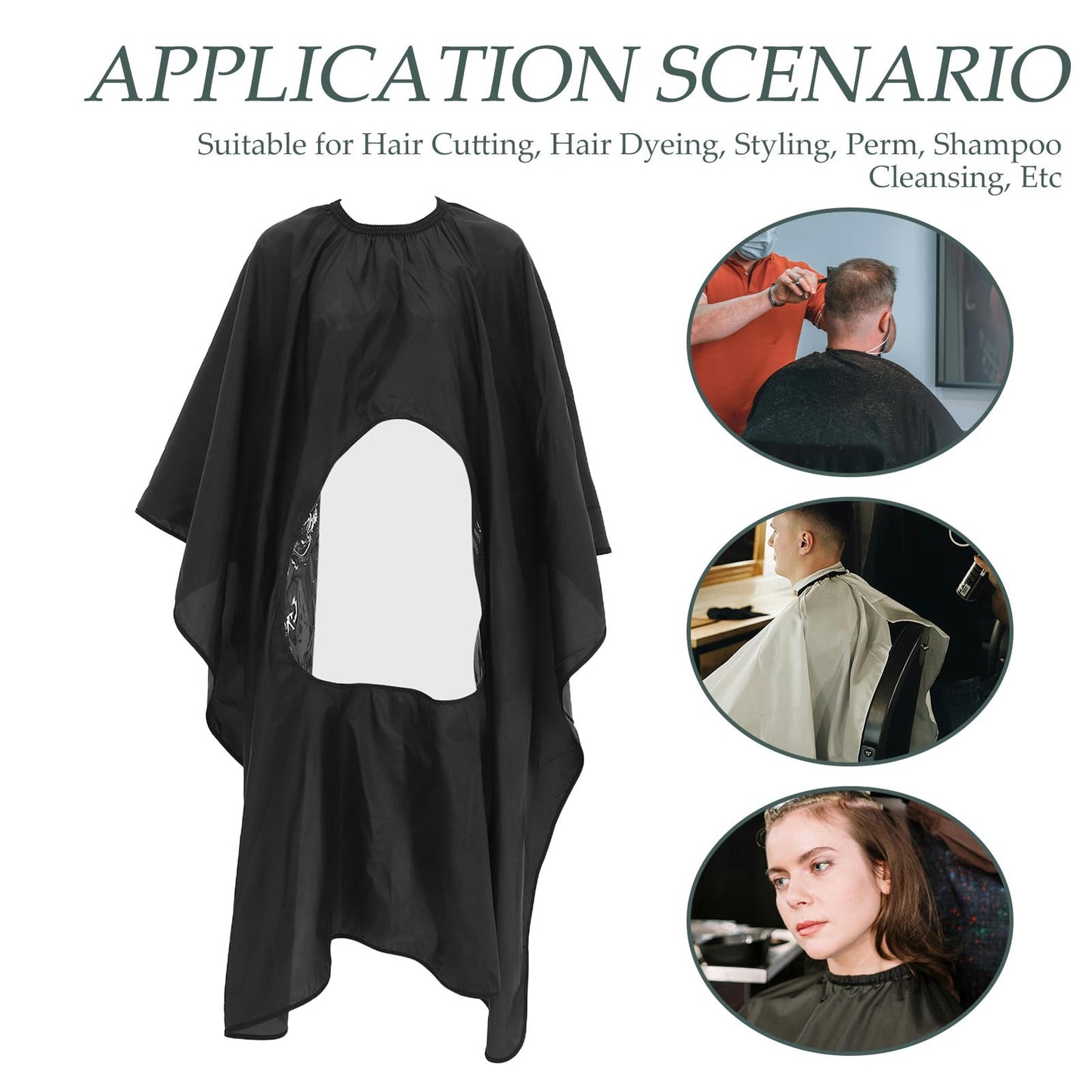 TOVINANNA Professional Barber Cape with Clear Viewing Window - Large Hair Cutting Capes for Men Adult Salon - Waterproof Hairdresser Smock for Styling, Coloring, Home Haircut Accessories, Black