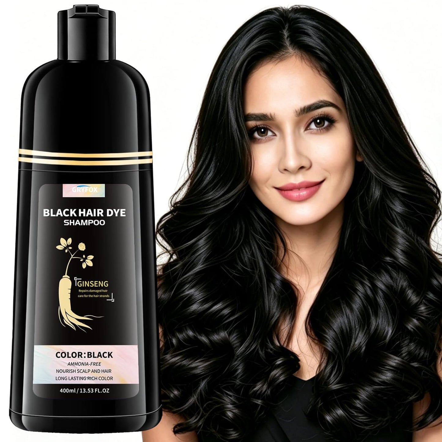 Black Hair Dye Shampoo - 3 in 1 Semi-Permanent Gray Coverage for Men & Women | Herbal Ingredients