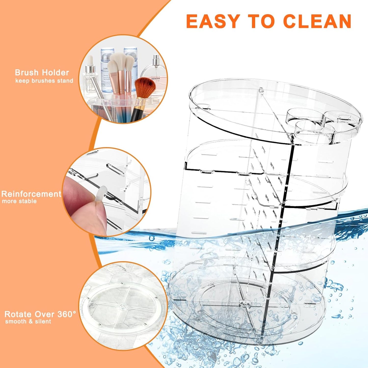 Rotating Makeup Organizer - DIY 8-Layer Spinning Skincare Storage | Multi-Function Cosmetic Display Case with Brush Holder & Perfume Tray