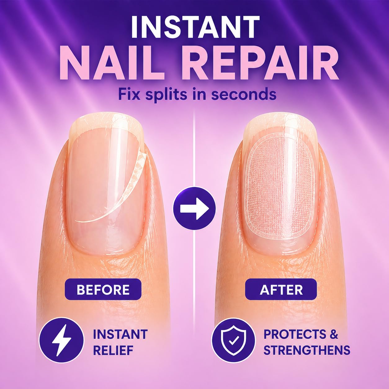 Nail Repair Patches - Clear Self-Adhesive Tabs for Broken Fingernails | Instant Protection for Chips & Splits - 32 Pre-Shaped Sheets
