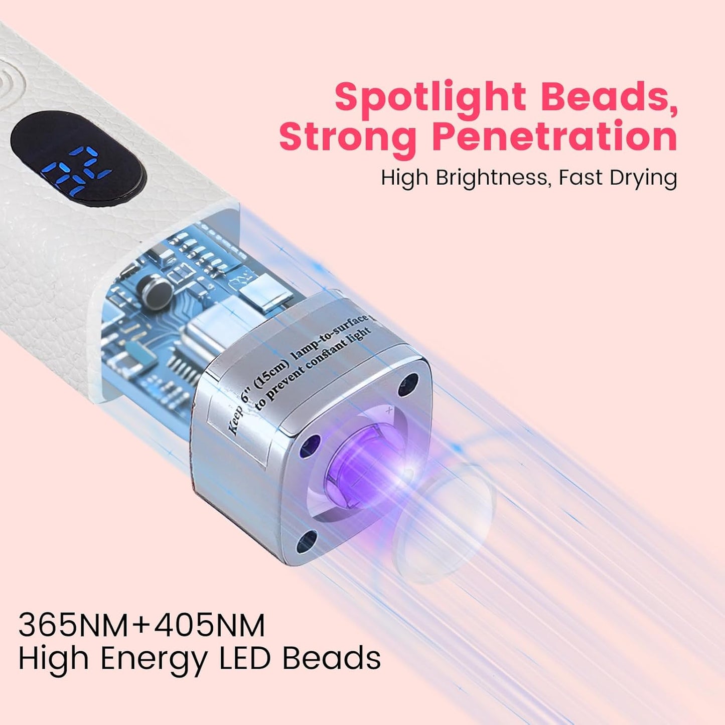 Mini Handheld UV Nail Lamp - Rechargeable Gel Curing Light with Auto Sensor & Cat Eye Magnet | White