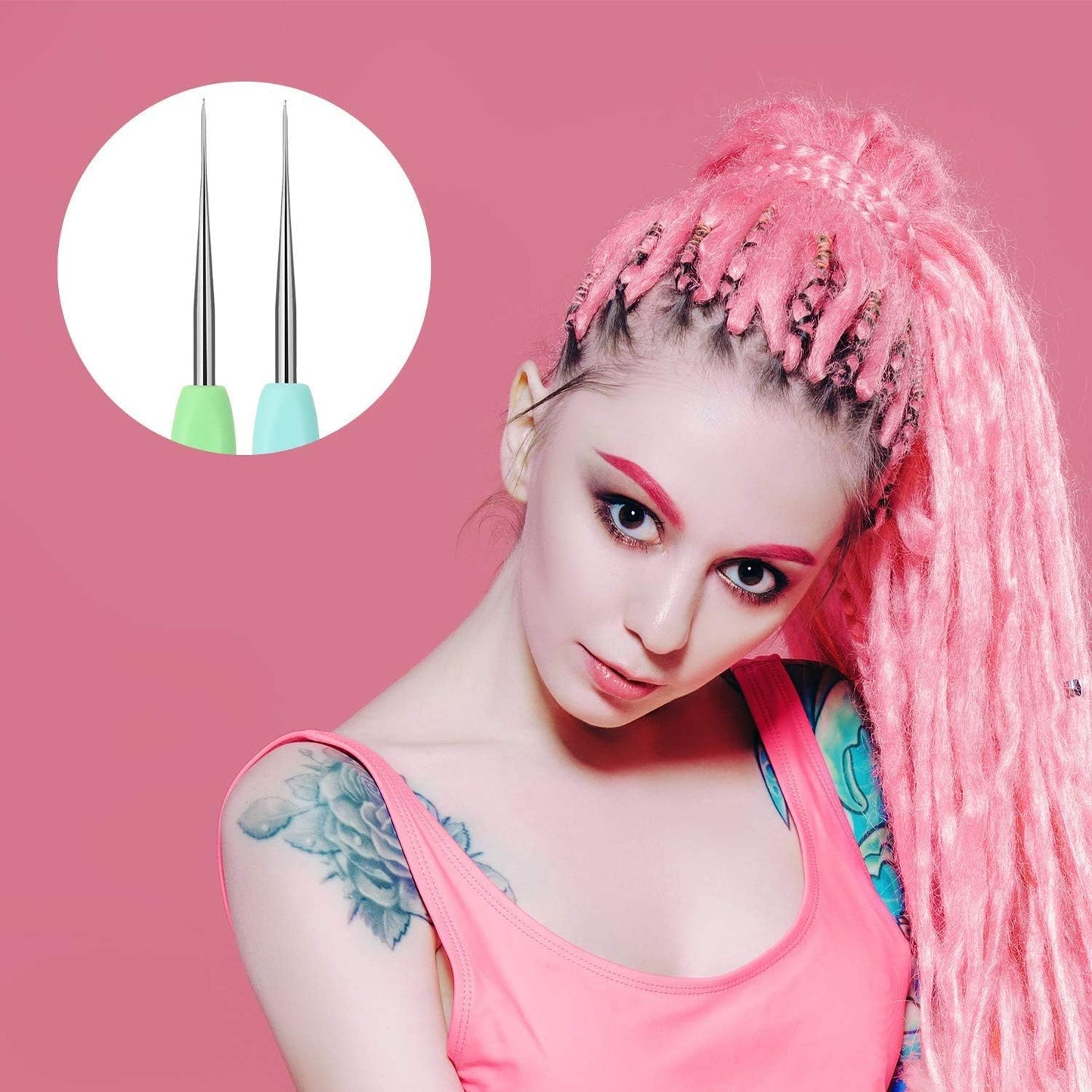 Dreadlock Crochet Hooks Set - 4 Pcs 0.5mm & 0.75mm Needles for Hair Weaving & Locs Craft