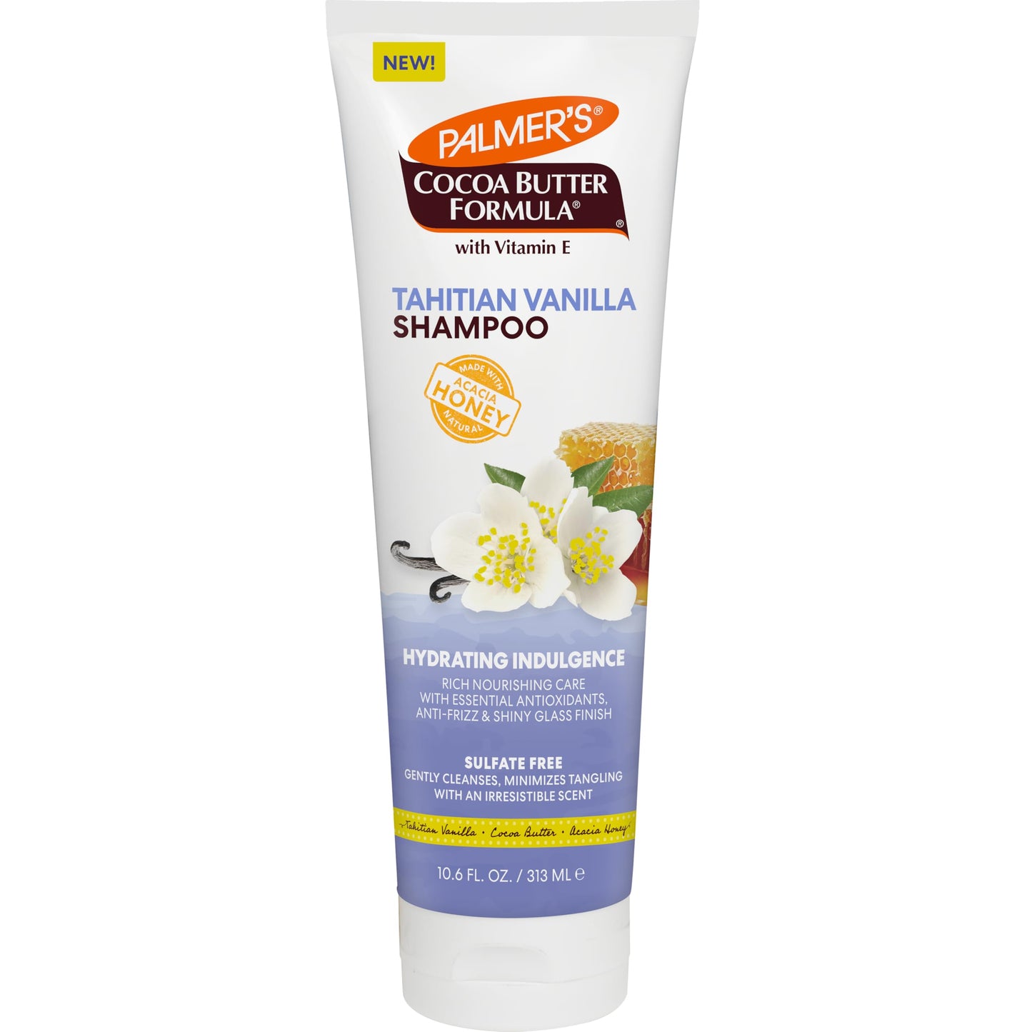 Palmer's Cocoa Butter Formula, Tahitian Vanilla Hair Shampoo,(10.6 Fl Oz), Hydrating & Moisturizing Shampoo with Vitamin E & Acacia Honey for Shine, Smoothness & Frizz Control, All Hair Types