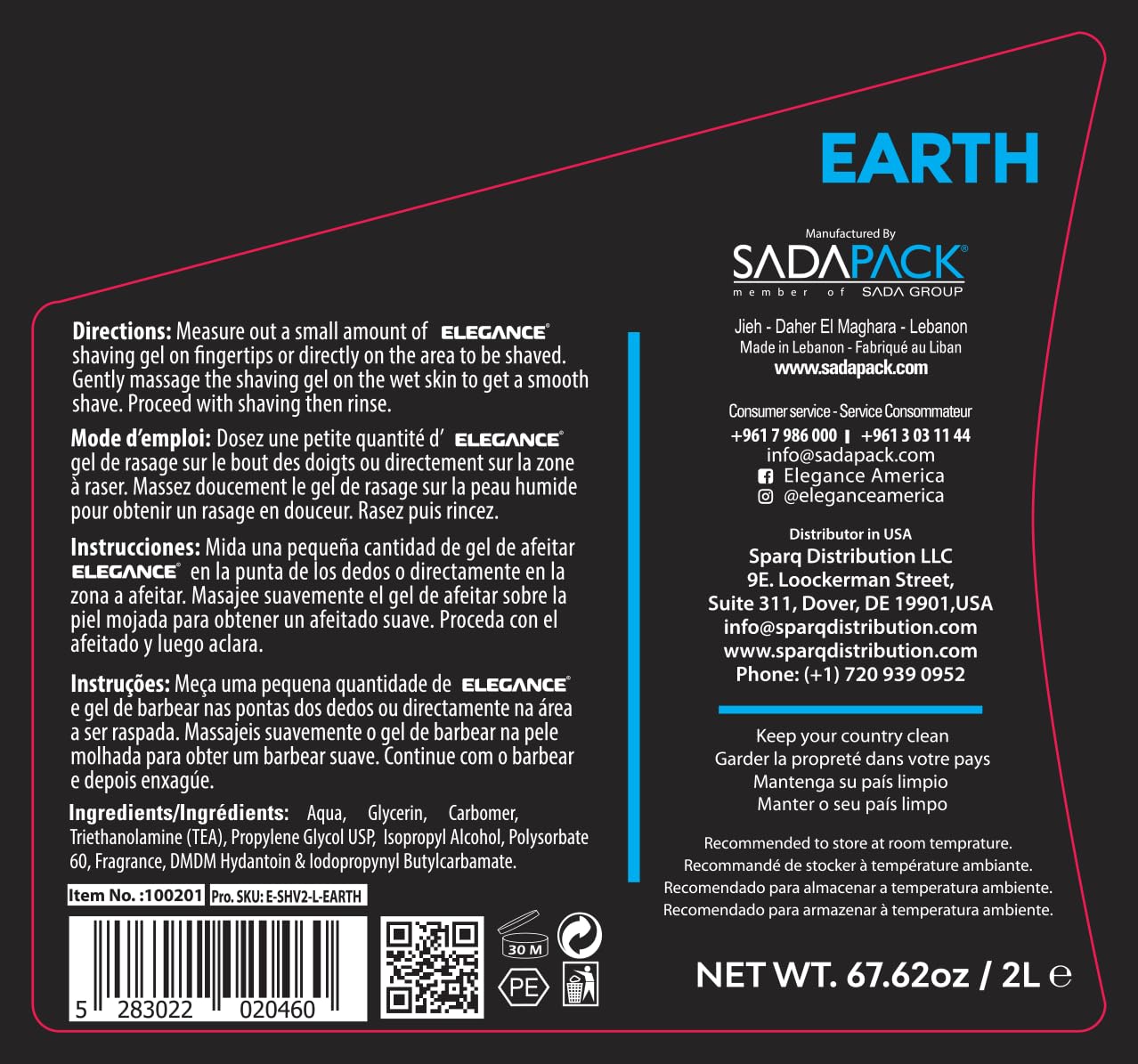 E Elegance Barber Accessories - Transparent Shaving Gel For Men Or Women, Aquatic/Acive Earth Fragrance - The Ultimate Shaving Solution For A Smooth, Irritation-Free Experience, 4.2 Pounds