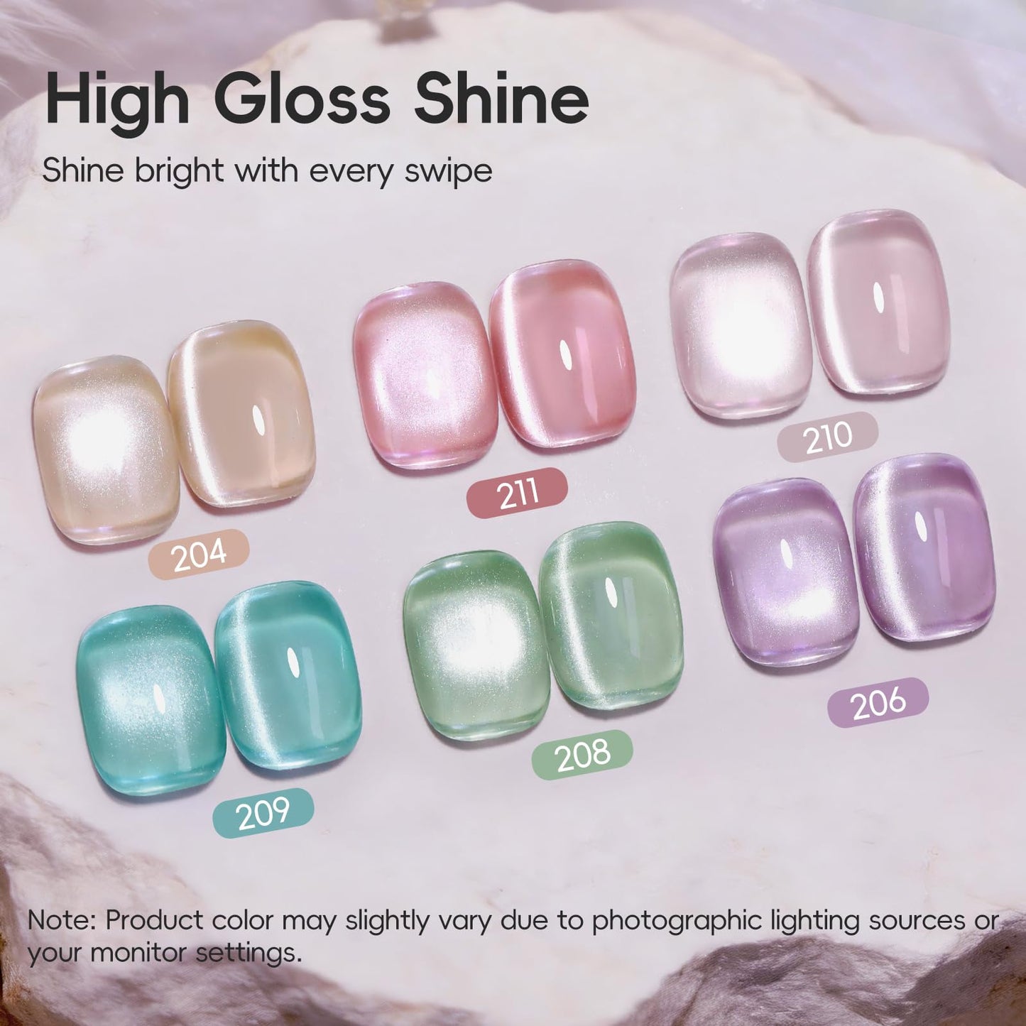 PEACECOLOR Cat Eye Nail Gel Polish Set 6 Colors Spring Nude Light Pink Purple Green Blue Pastel Gel Polish with Magnet Nail Art Salon DIY Gifts