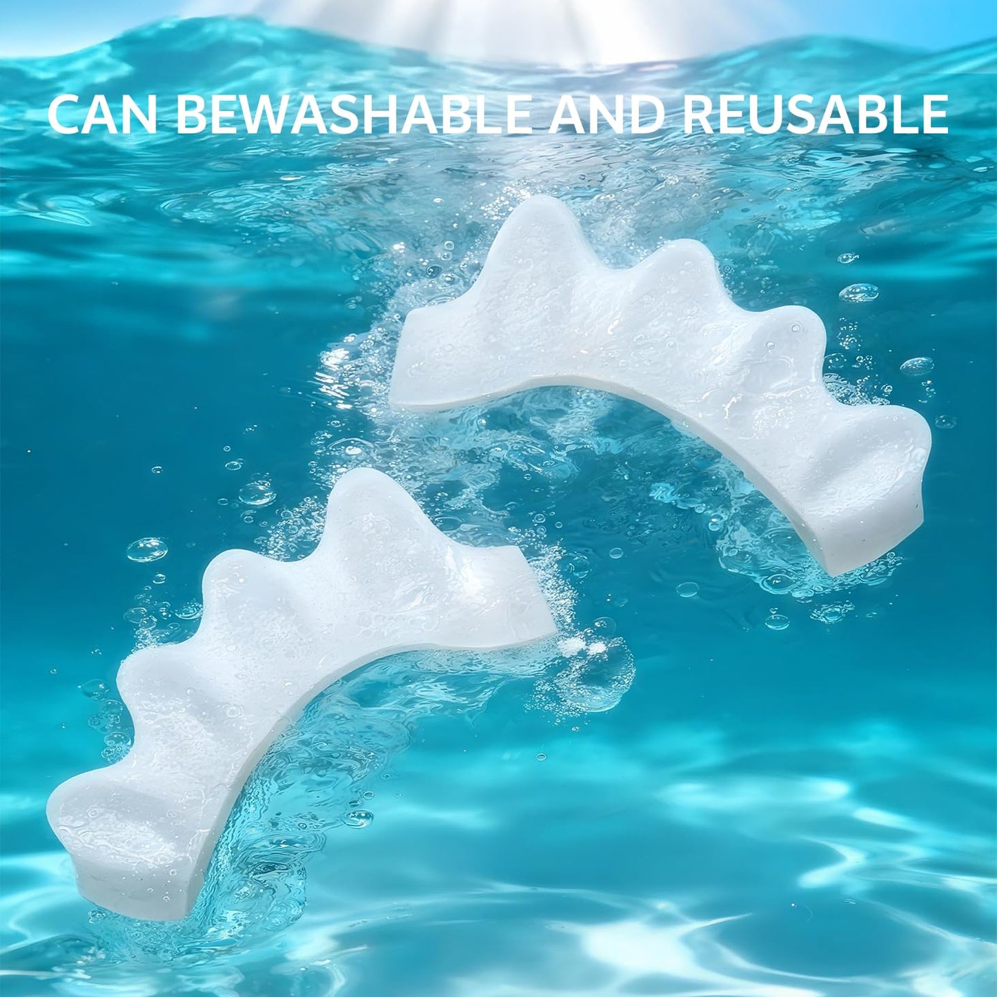 Silicone Toe Separators - Gel Spacers for Bunions & Overlapping Toes | 2 Pcs, Reusable, Flexible (Transparent)