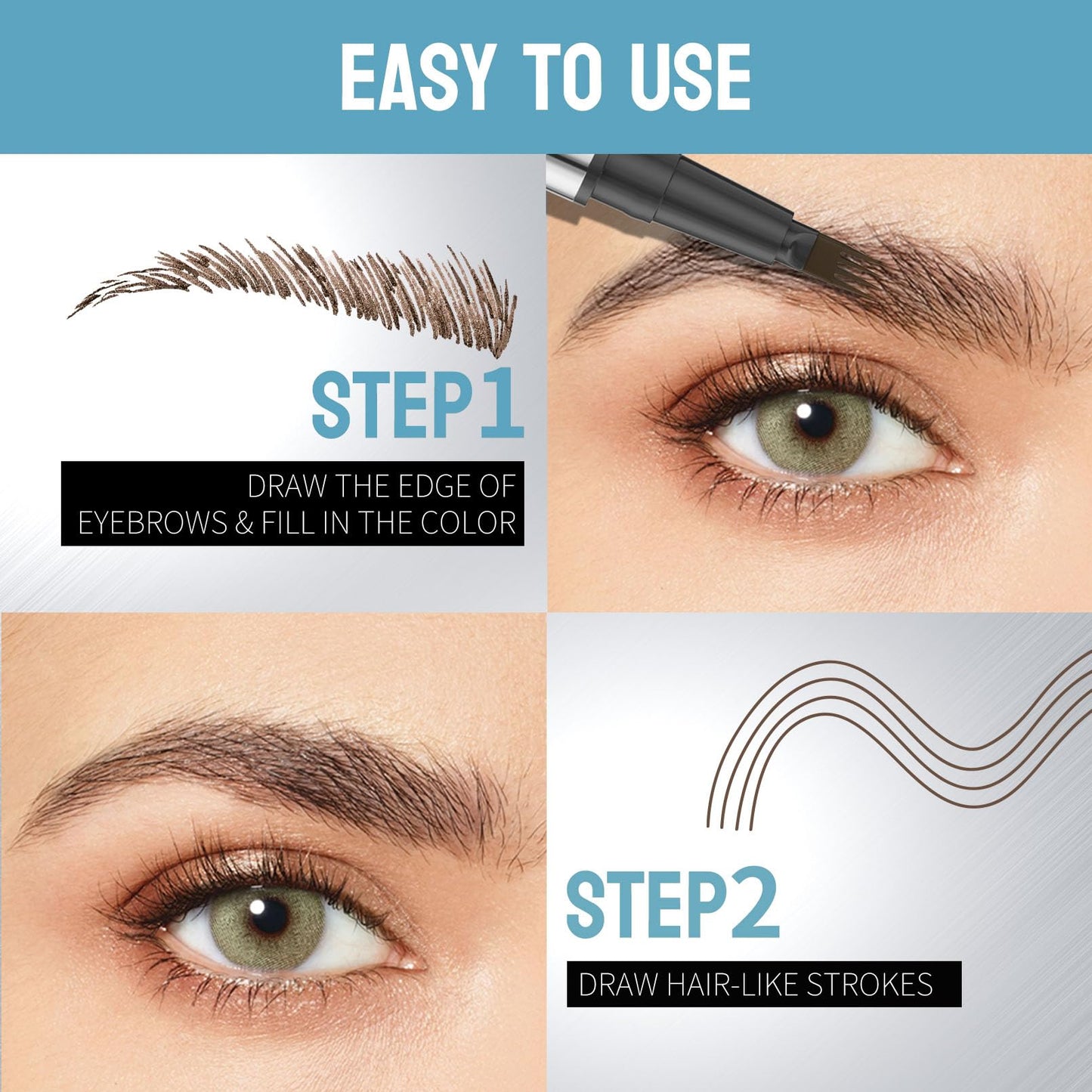 YeMoMo Wild Brows 4-Tip Eyebrow Pen, Natural Three-Dimensional Look, Non-Drying Formula, 5 Color Options, 1ml/0.03fl.oz, 3# Dark Brown