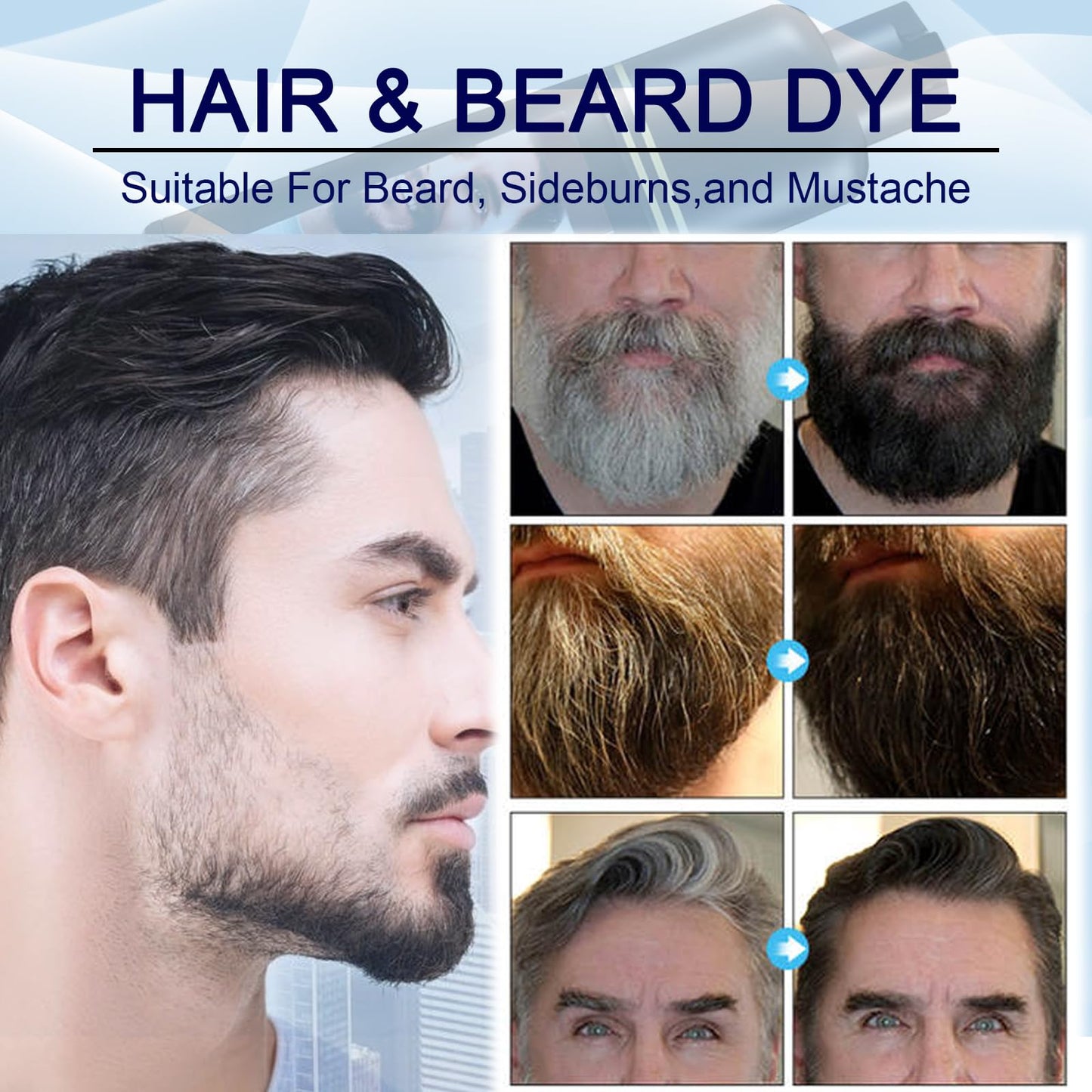 Men's Beard Dye Black 3-in-1 Natural Black Beard & Hair Dye Shampoo