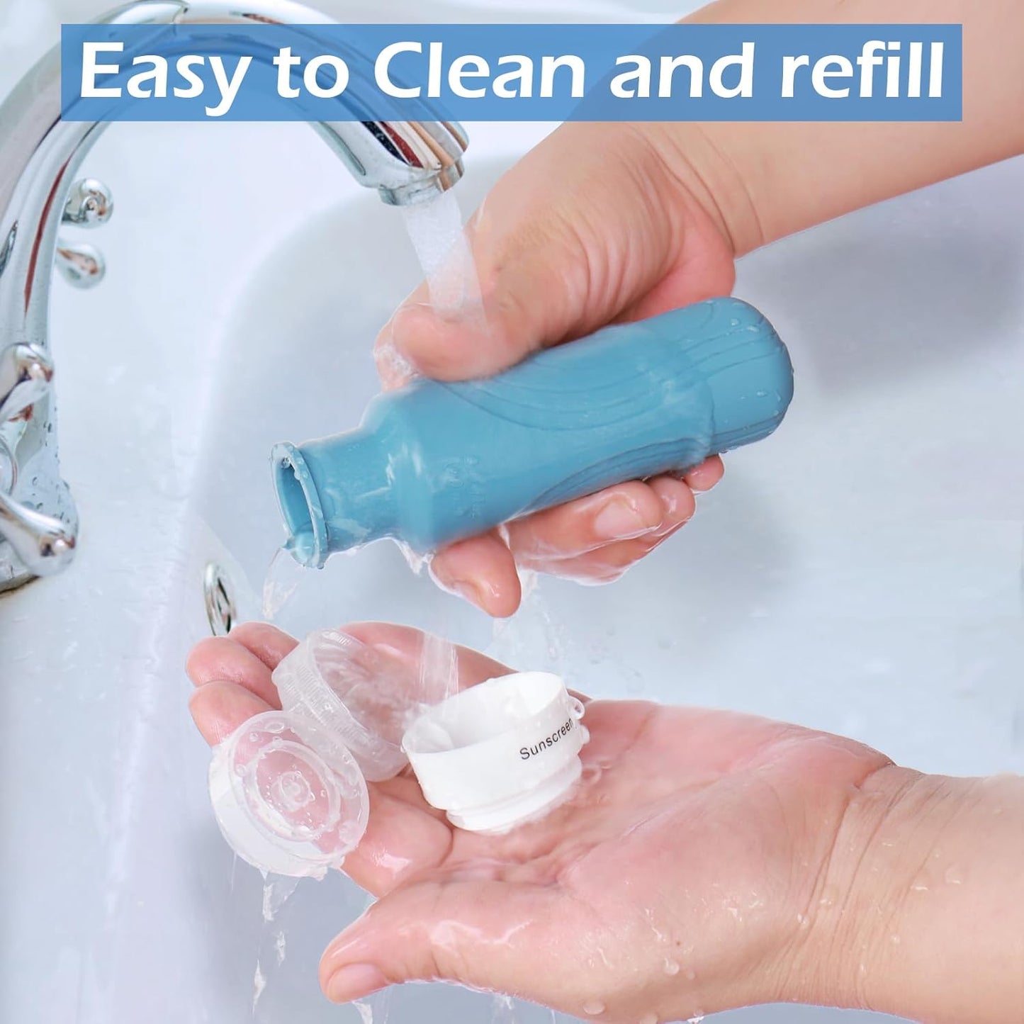 Travel Bottles for Toiletries - TSA Approved 3oz Leak Proof Silicone Containers | Easy Squeeze, Portable (4 Pack) - Black