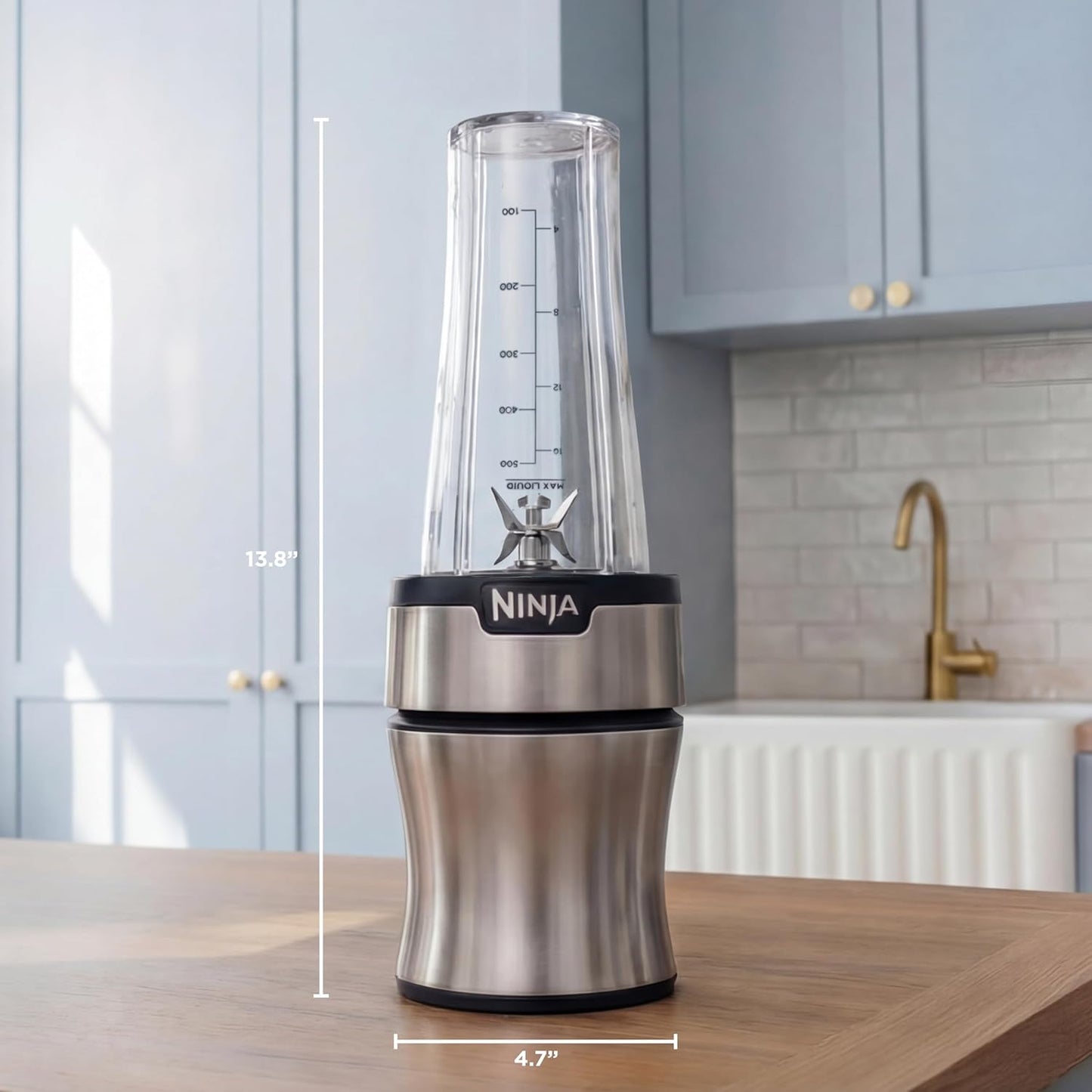 Ninja Nutri-Plus Personal Blender - Compact 900W Blender for Smoothies & Frozen Drinks | 3 To-Go Cups & Lids | Silver