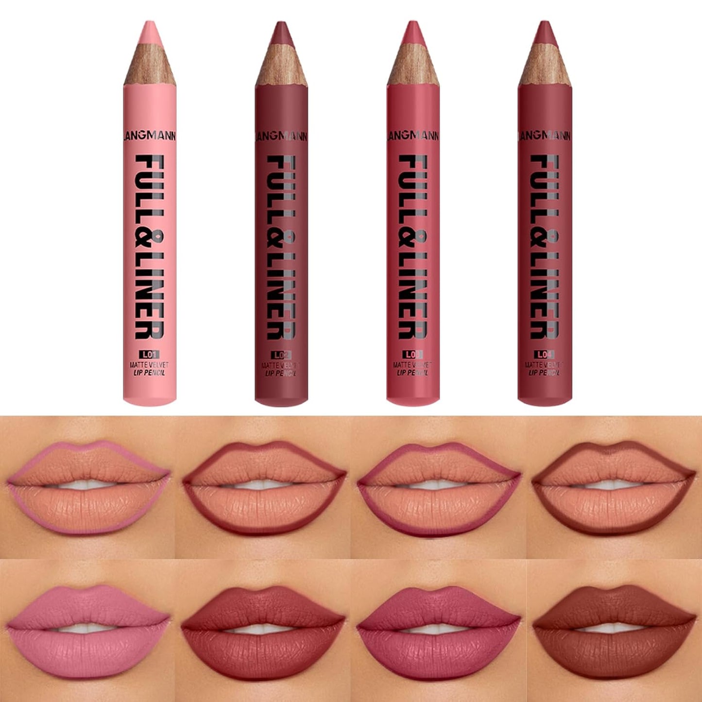 Matte Velvet Lip Liner Pencil Set - 12 Highly Pigmented, Smudge-Resistant Vegan Pencils for Shaping & Contouring