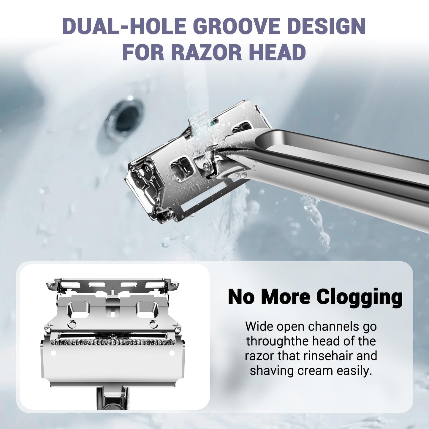 MenGate Adjustable 2-Blade Safety Razor Set with Magnetic Head for Men Women - with 10 Blades, Shave Brush - Precision Shaving, Reusable & Plastic-Free Shaver, for Beard, Head, Leg Shaving