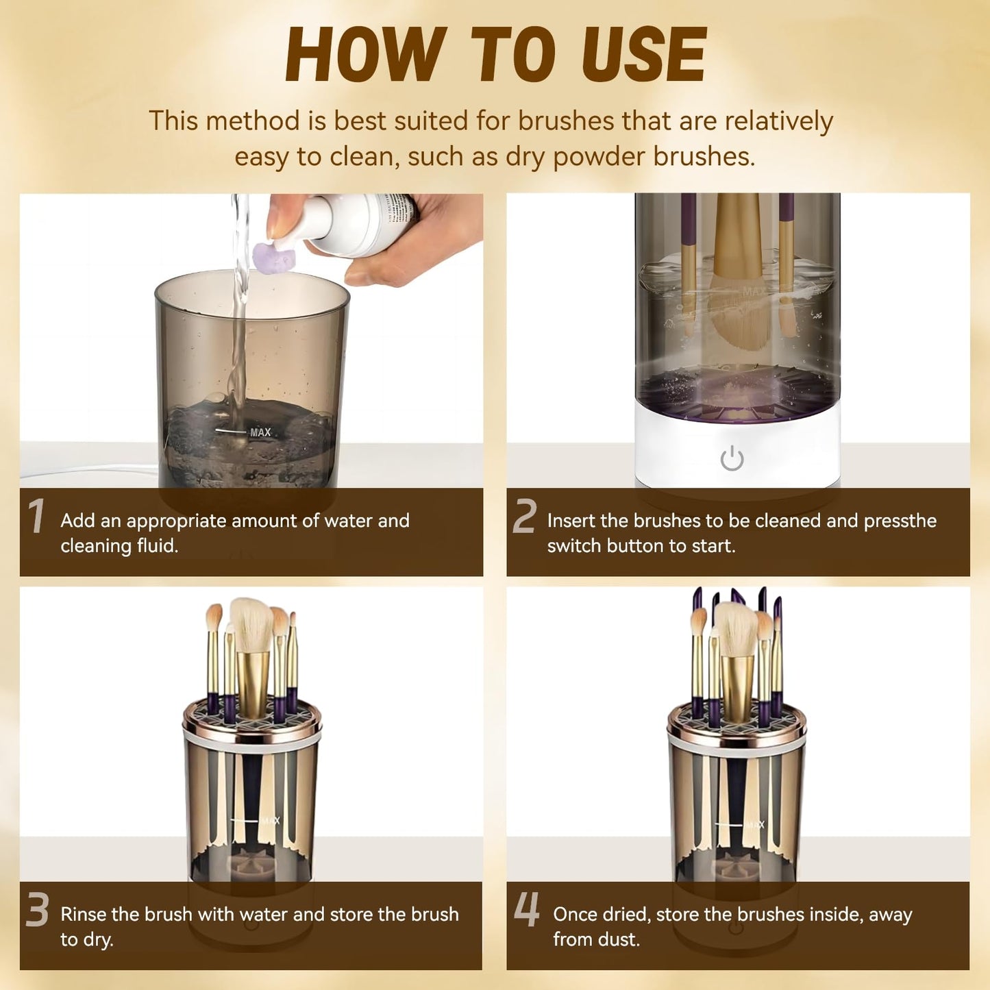 Electric Makeup Brush Cleaner - Portable Compact Design for Travel Home Use - Professional Makeup Brush Cleaning Machine - Automatic Makeup Brush Cleaner (Extra small)