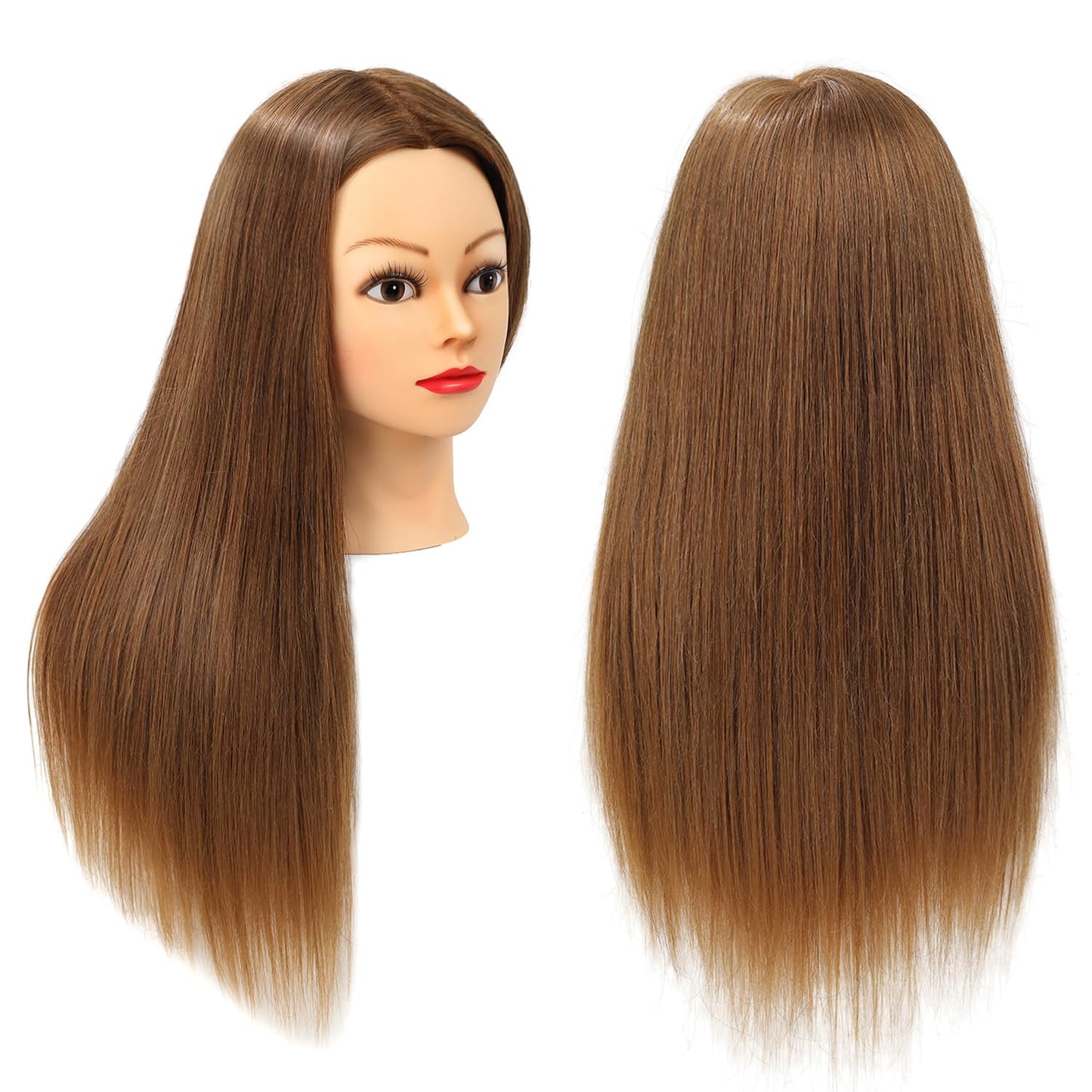 POLRISLY Mannequin Head with Hair 80% Human Hair Doll Head 26"-28" Hairdresser Practice Training Head Cosmetology Manikin with Clamp - #27 Golden