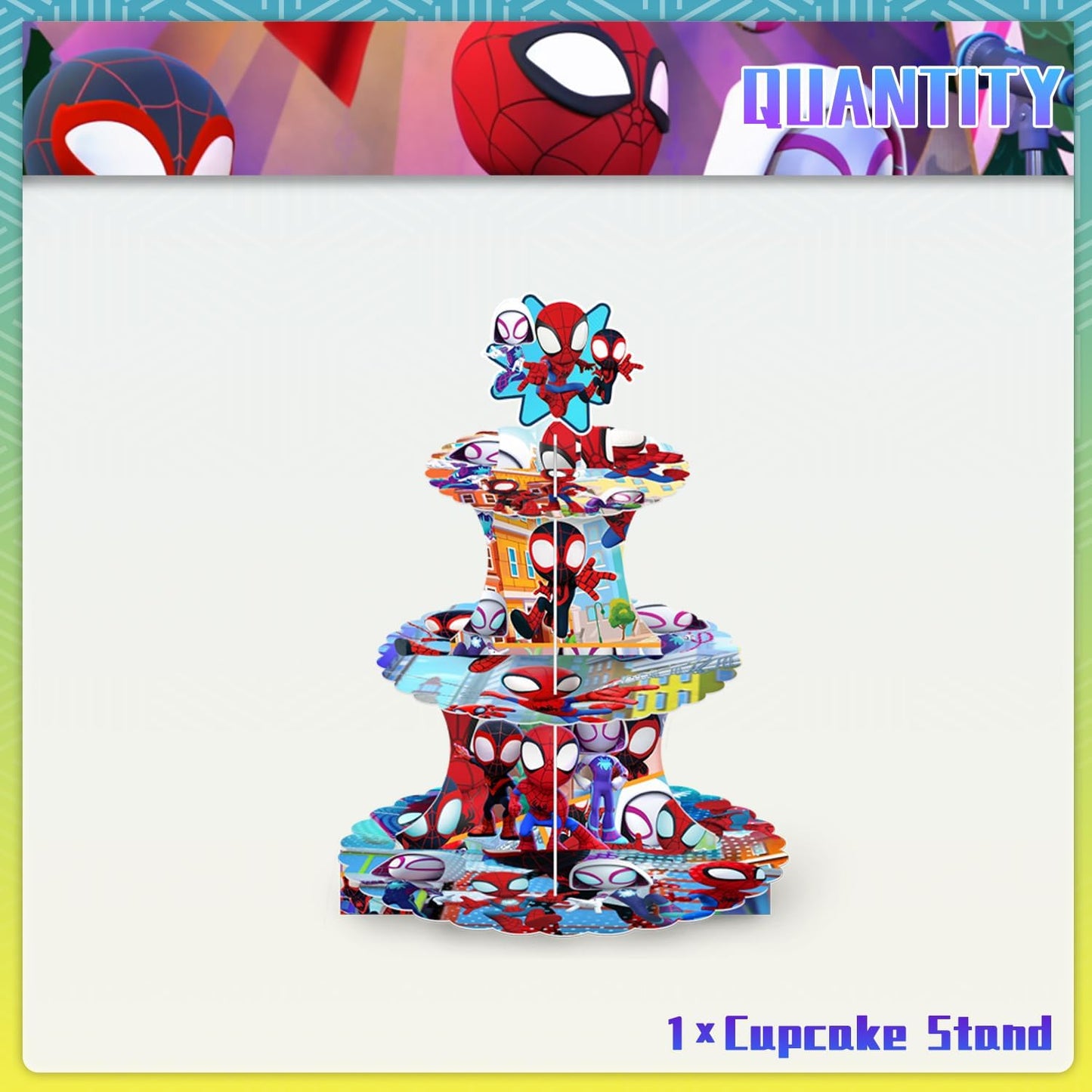 Spider-Themed Party Supplies - 3-Tier Cupcake Stand for Halloween Birthday Decor | Fun Spider Design