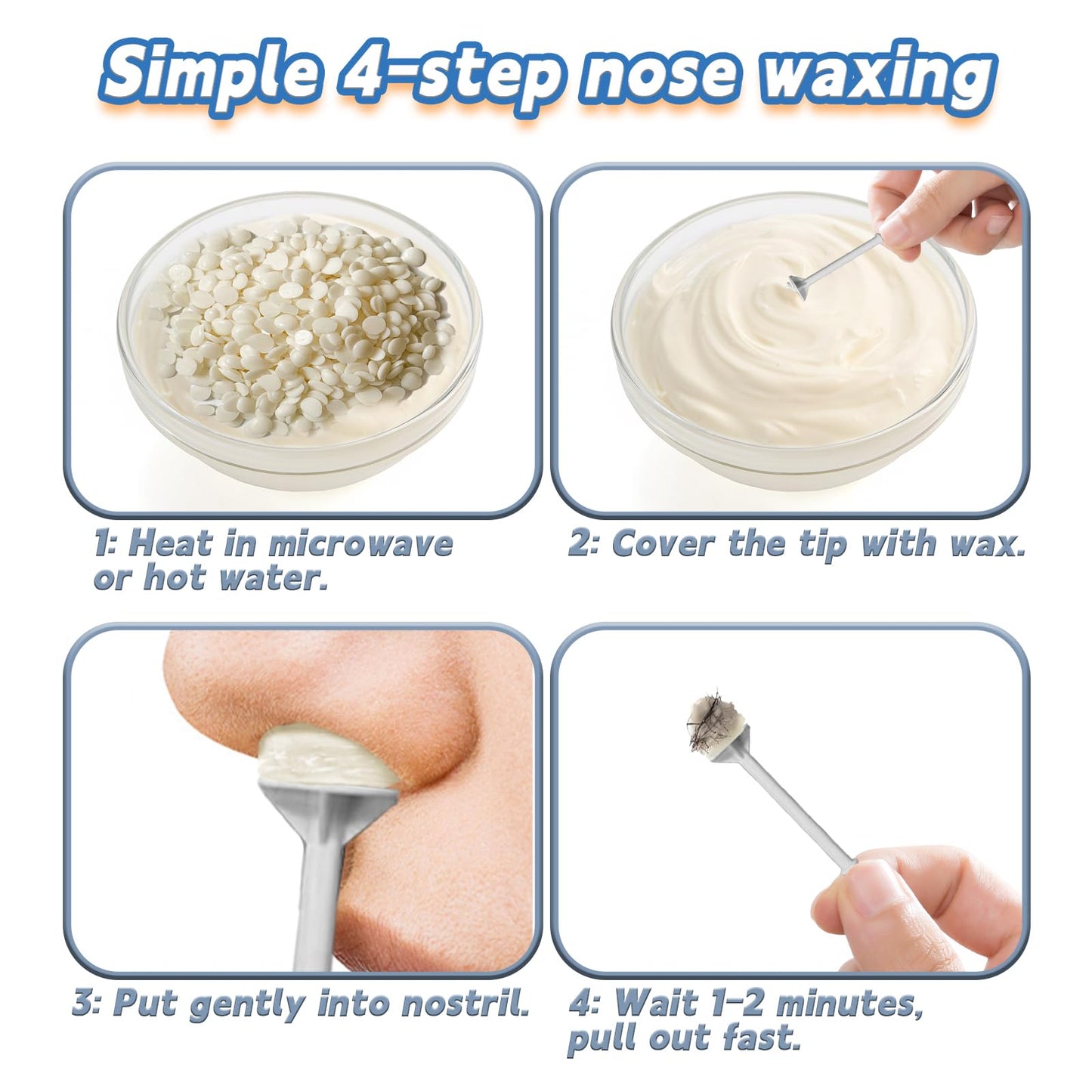 COLAYERIST 120 Pcs Nose Wax Sticks, Universal Plastic Nose Hair Wax Removal Kit with Disposable Spatulas for Men Women Nose Ear Face Eyebrow Beard Hair Removal
