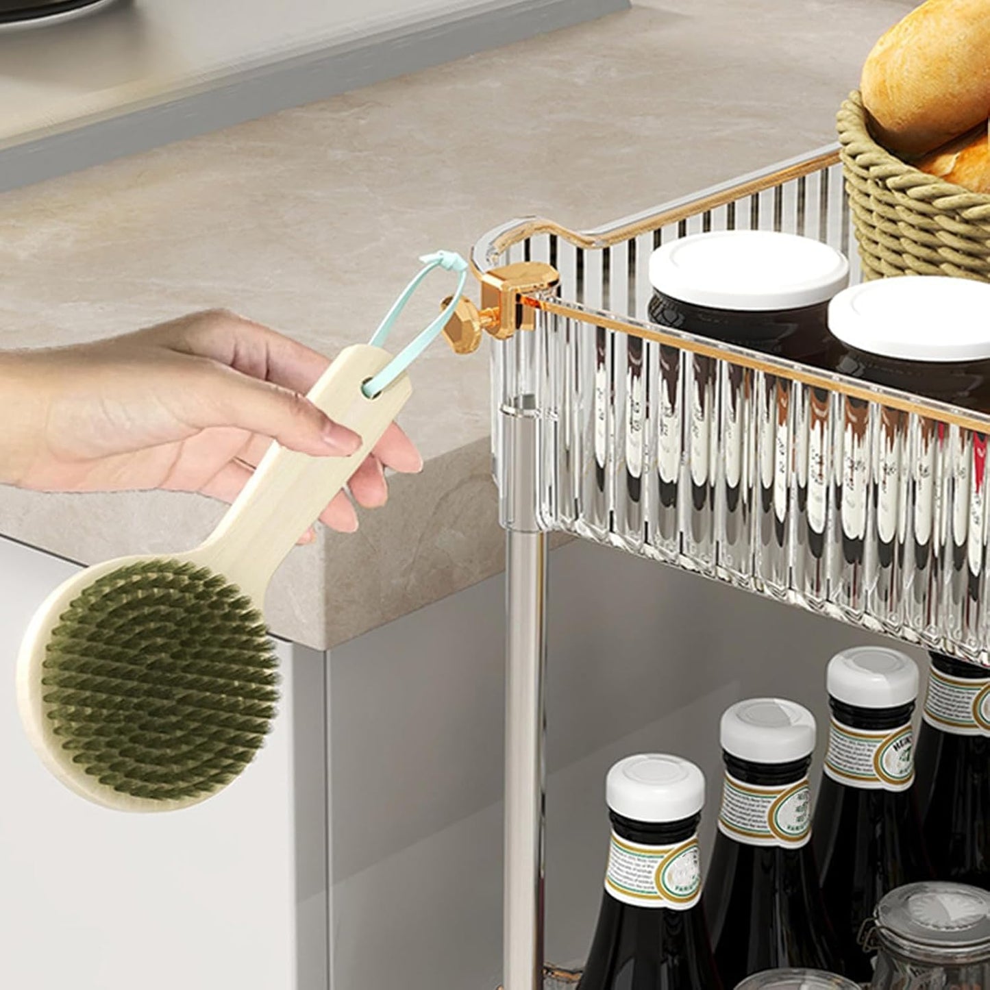 Acrylic 3-Tier Rolling Storage Cart - Versatile Organizer for Kitchen, Living Room & Office | Amber, 14''X10''X27''