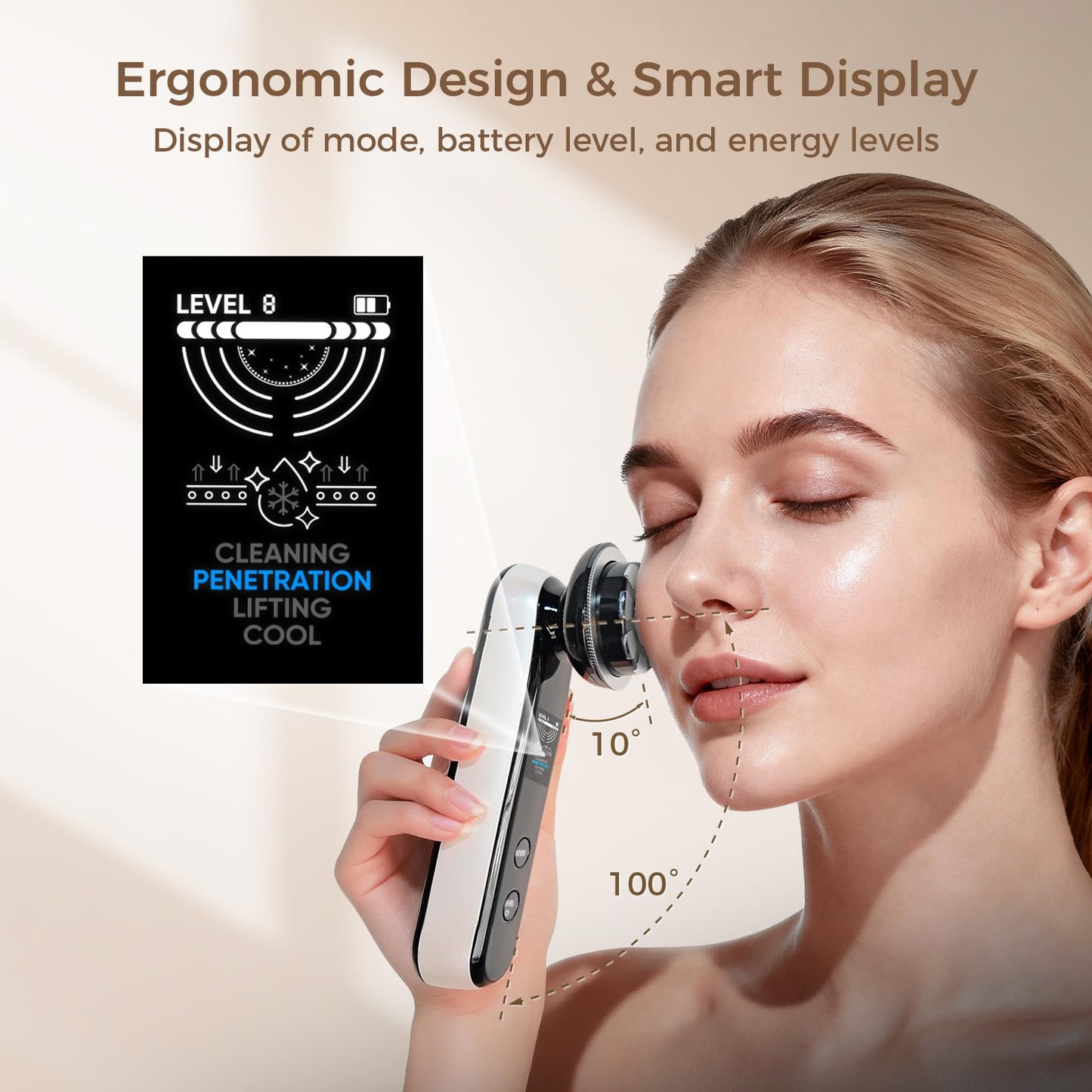 FyneLook Microcurrent Facial Device with Red Light Therapy, Cooling Skin Tightening Device for Lifting & Firming, 4 Modes & 9 Levels Puffiness Skincare Tool