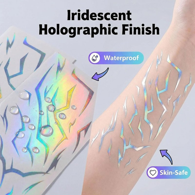 Demon Mark Temporary Tattoos - 60 Styles for Cosplay & Halloween | Dark Concept Makeup Stickers (2 Pcs)