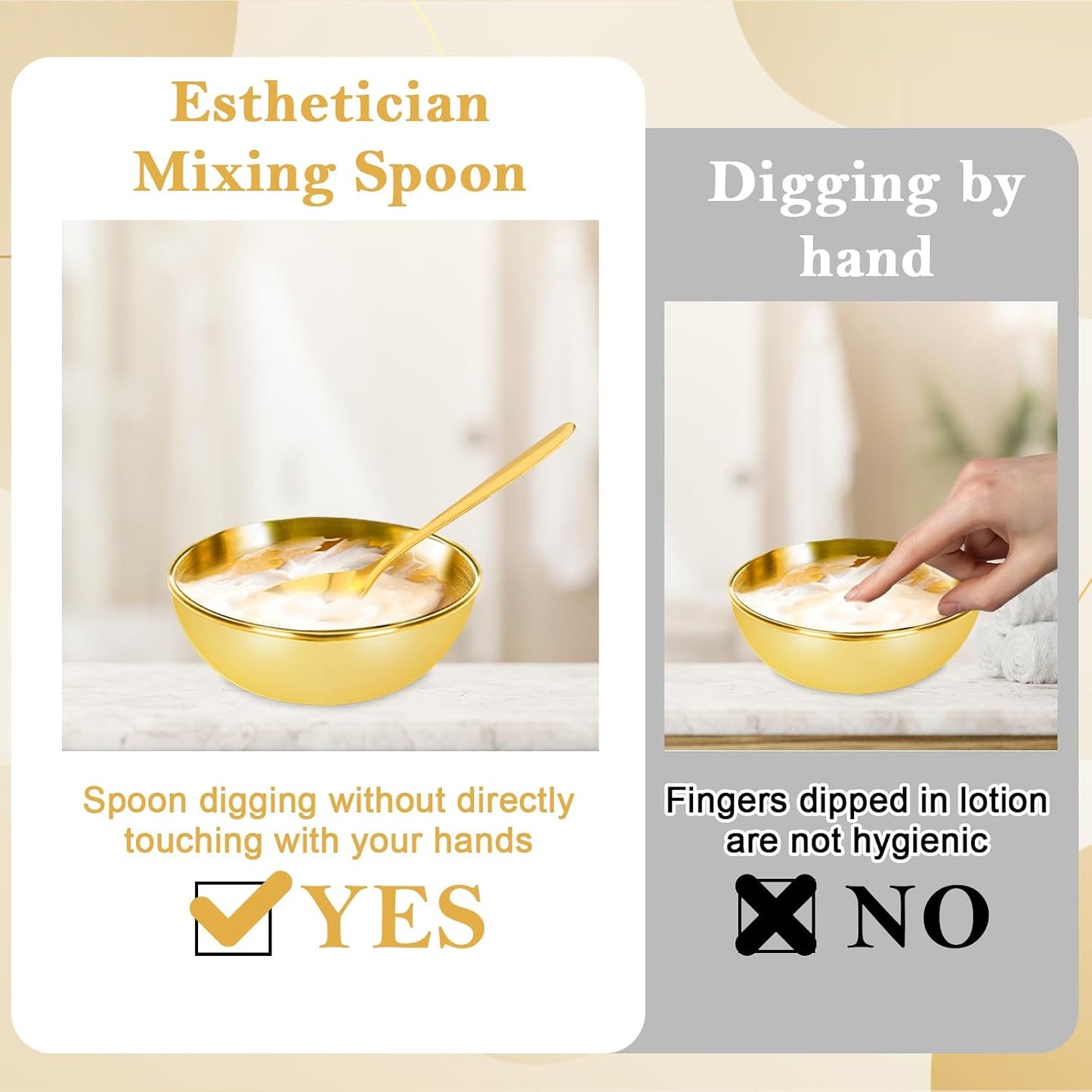 Gold Facial Supplies Set - 9 Pcs Skincare Tray with 4 Stainless Steel Mixing Bowls & Spoons | Spa Essentials for Estheticians