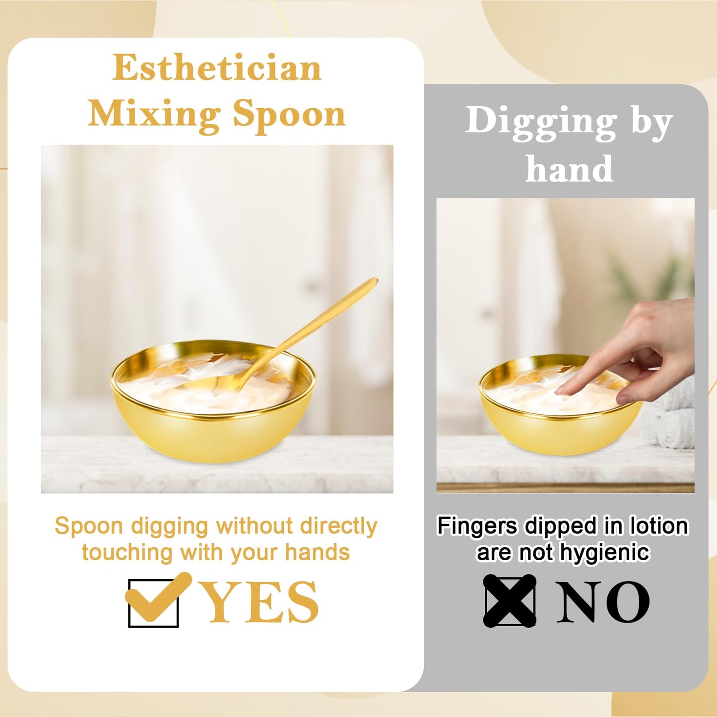9 Pcs Gold Facial Supplies Large Gold Skincare Tray 4 Stainless Steel Facial Mask Mixing Bowls 4 Esthetician Mixing Spoons Spa Tray Esthetician Bowls for Mask Body Care Bathroom