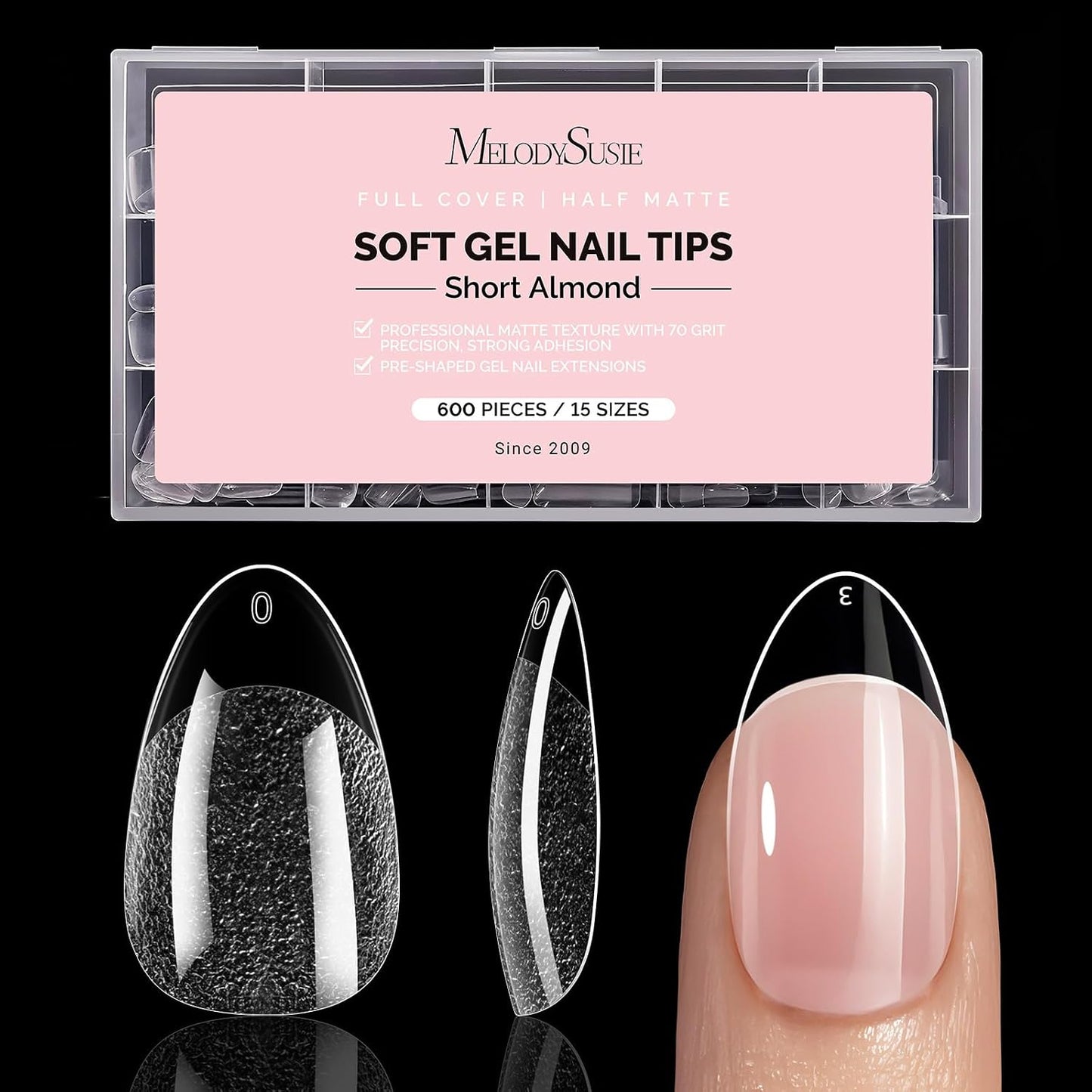 Short Square X Nail Tips - 600 Pcs Clear Acrylic Press-On Nails | Half Matte Full Cover for DIY & Salon Use
