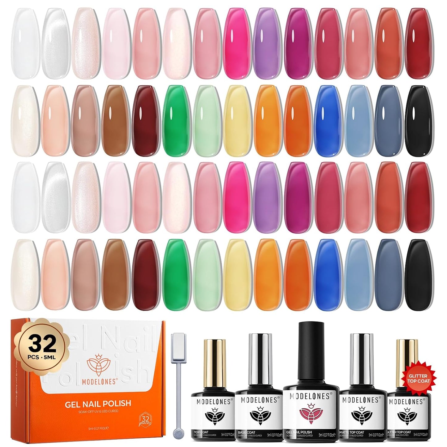 Modelones 5D Cat Eye Nail Magnet Tool Set - 360° Rotating U-Shaped, Ball, Hole & Heart Magnets for Gel Polish Art | 5 Pieces