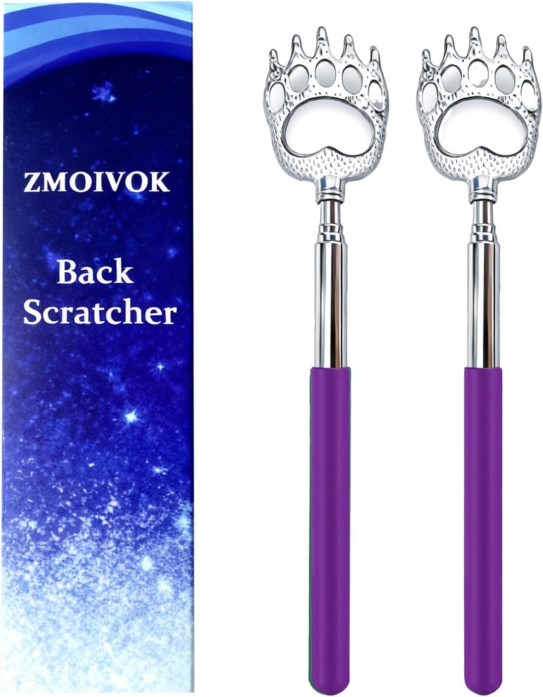 Extendable Metal Bear Claw Back Scratcher - 2 Pcs Set | Perfect for Men, Women, Adults - Red